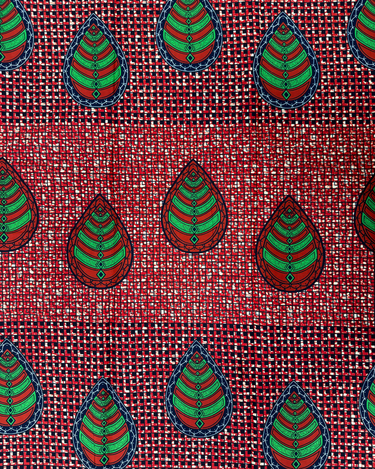 Emerald Teardrop African Print Fabric