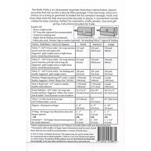 Rollie Pollie Organizer Pattern