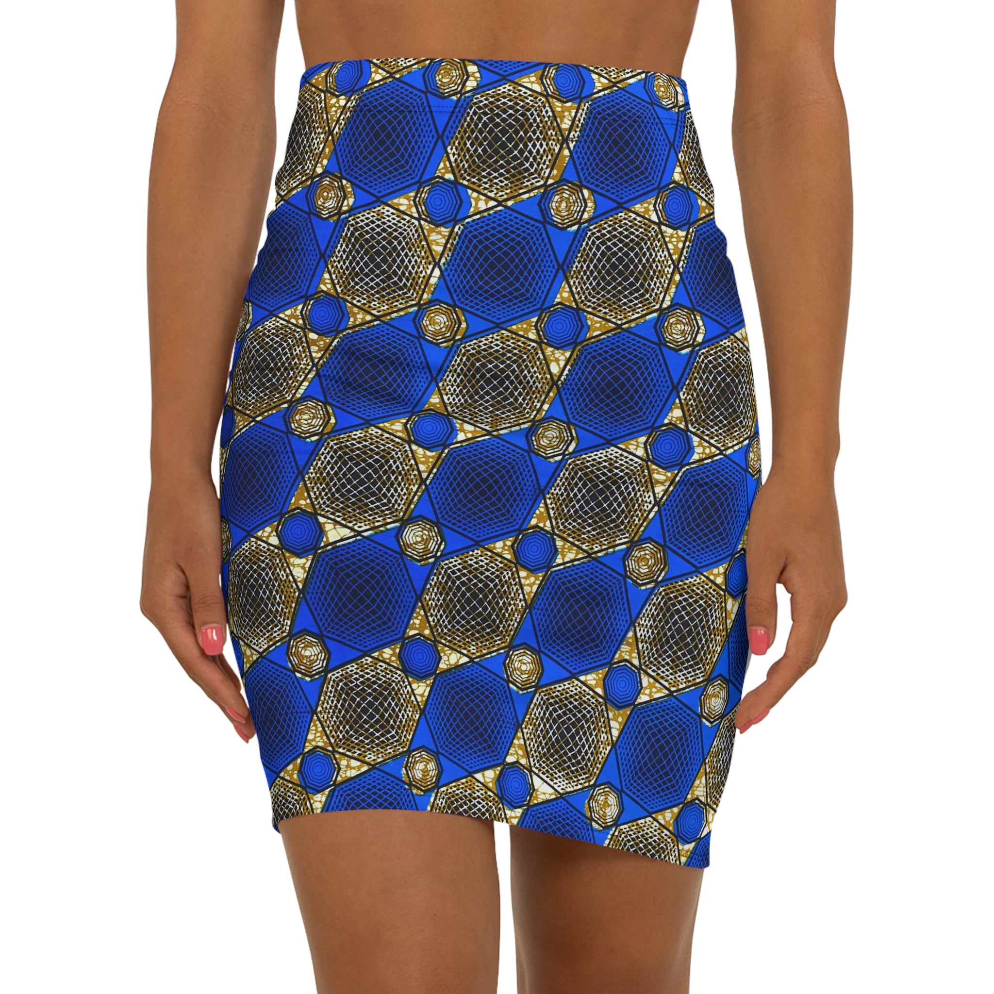 Blue Hex African Print Fabric