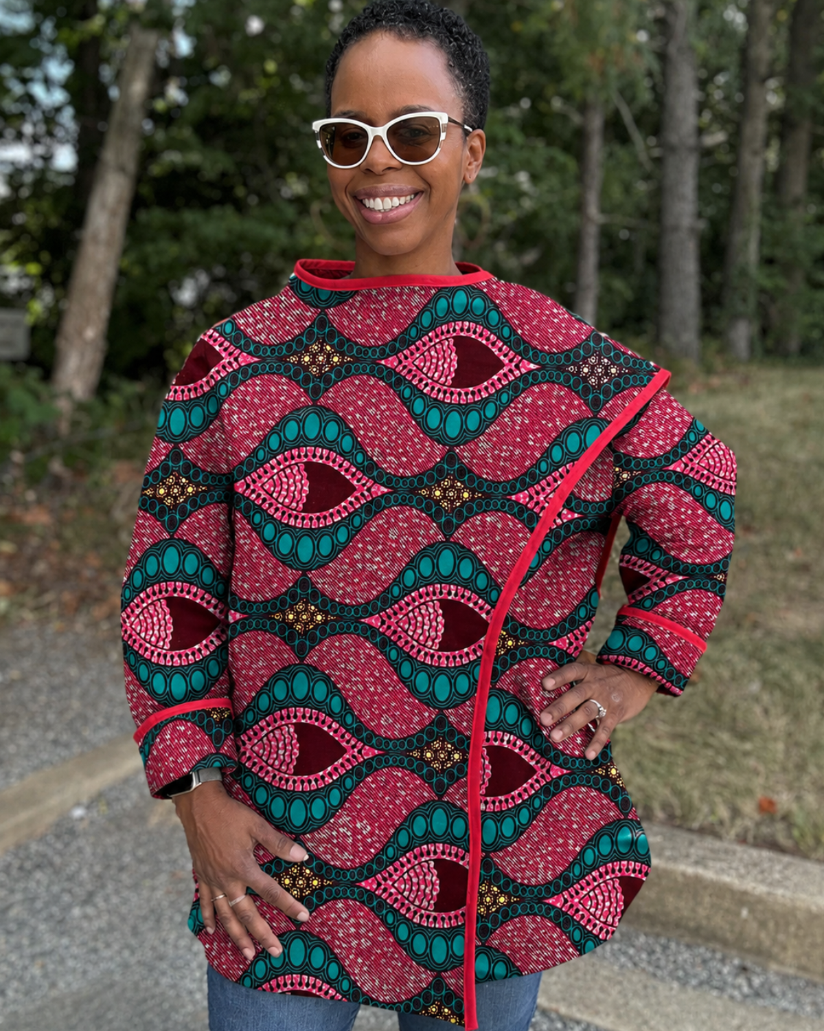 Sangria Waves African Print Fabric