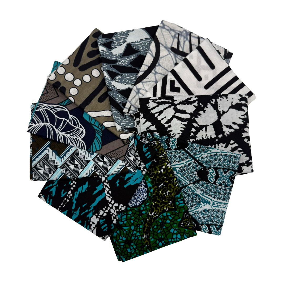 Black, White & Teal Fat Quarter Bundle