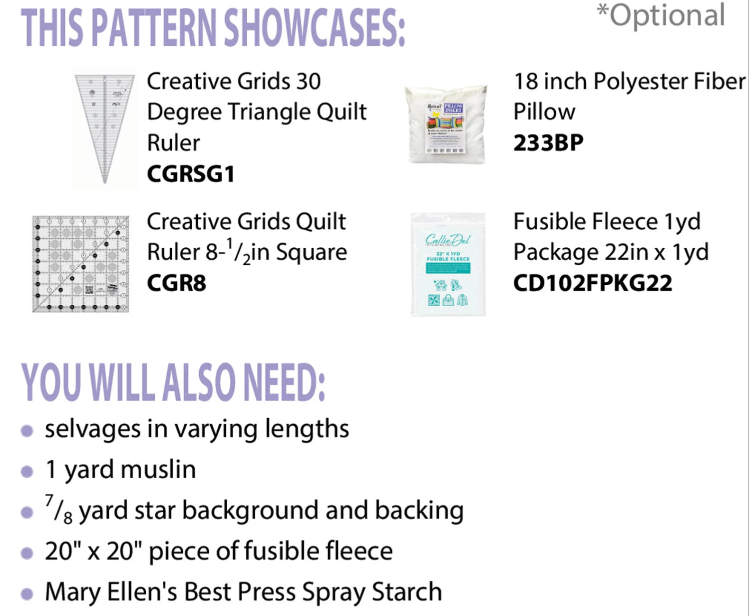 Selvage Star Pillow Pattern