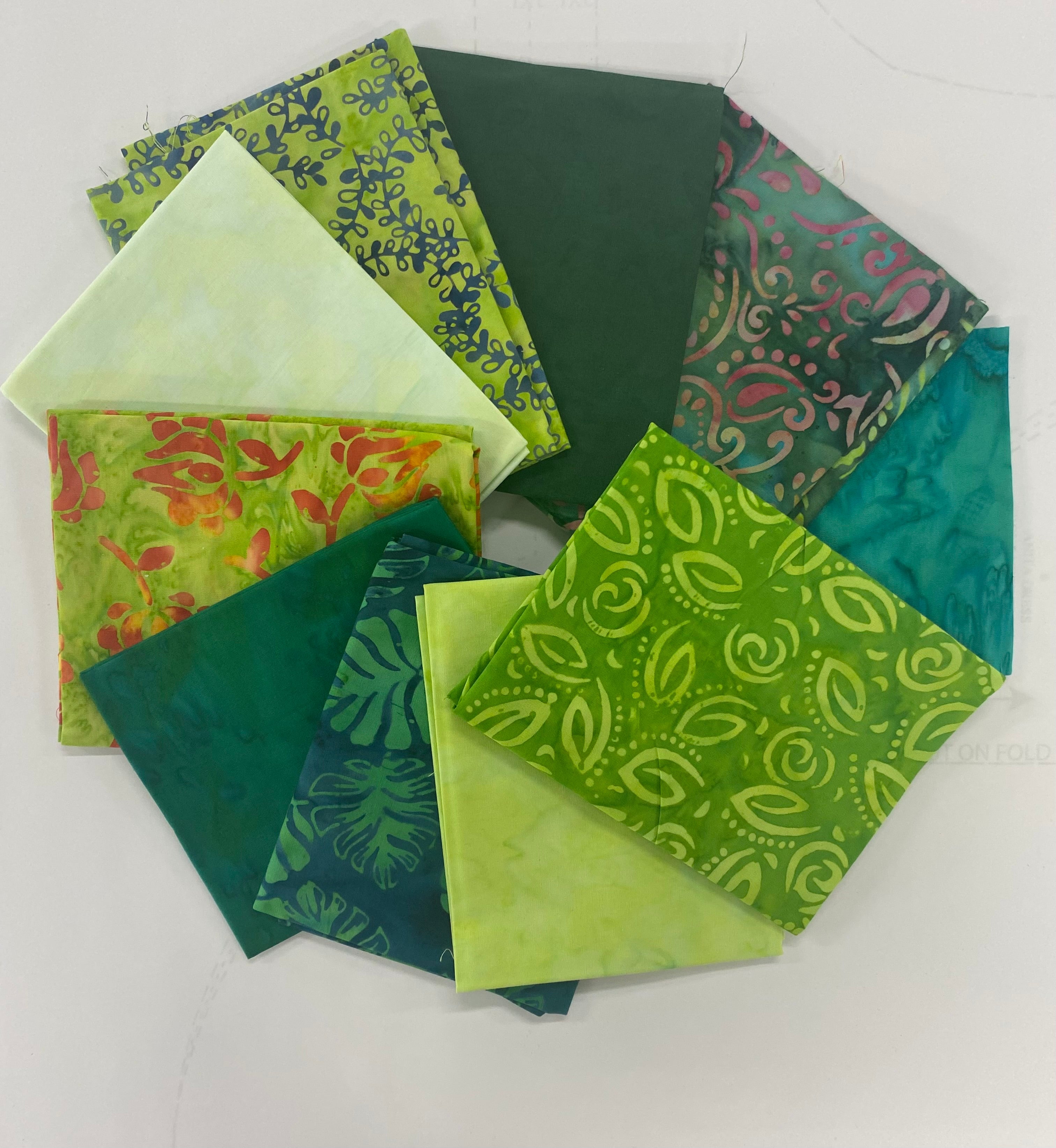 Batik Fat Quarter Bundle: Greens
