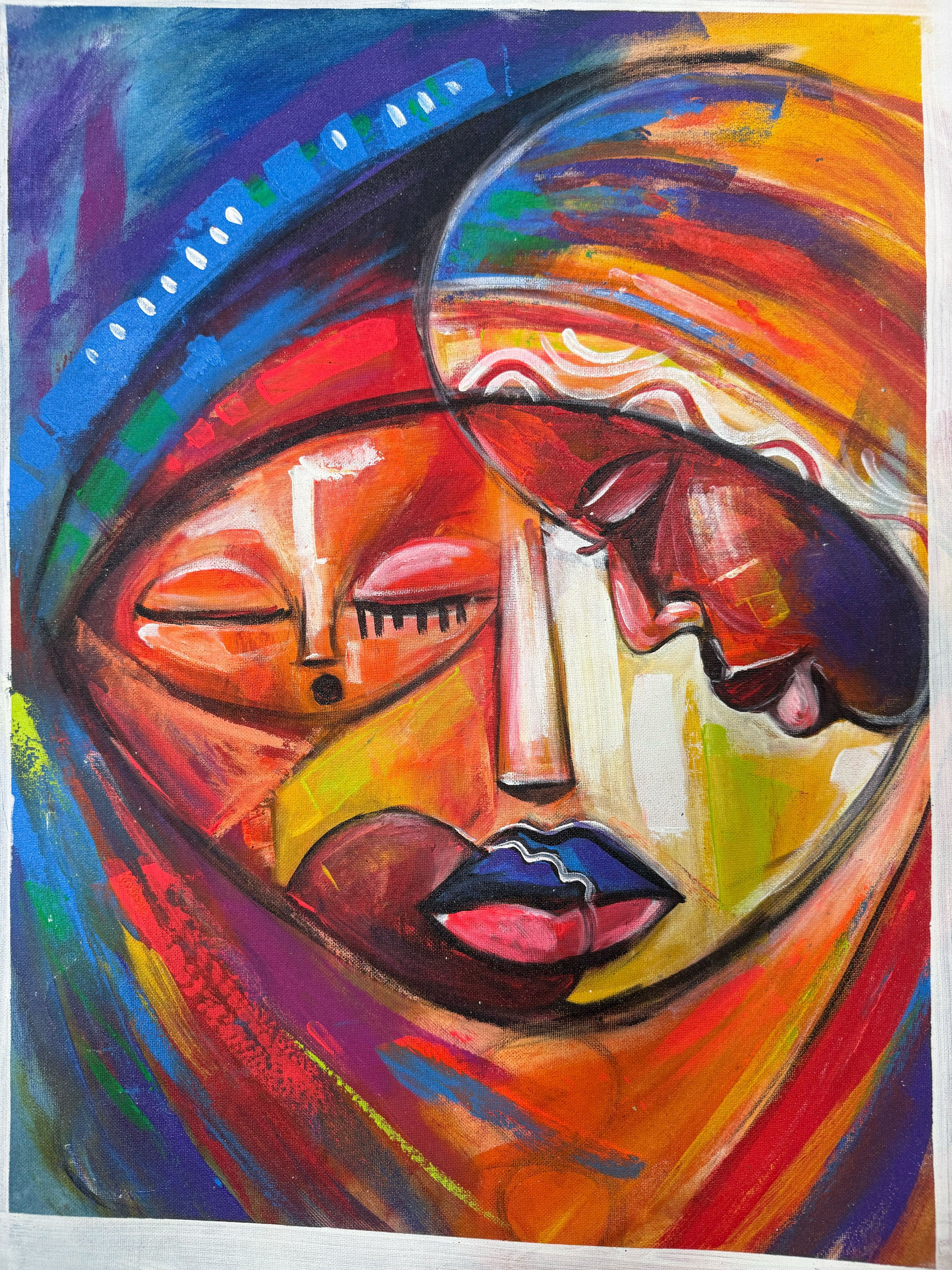 Large Painting: African Woman | Two Sides of Her