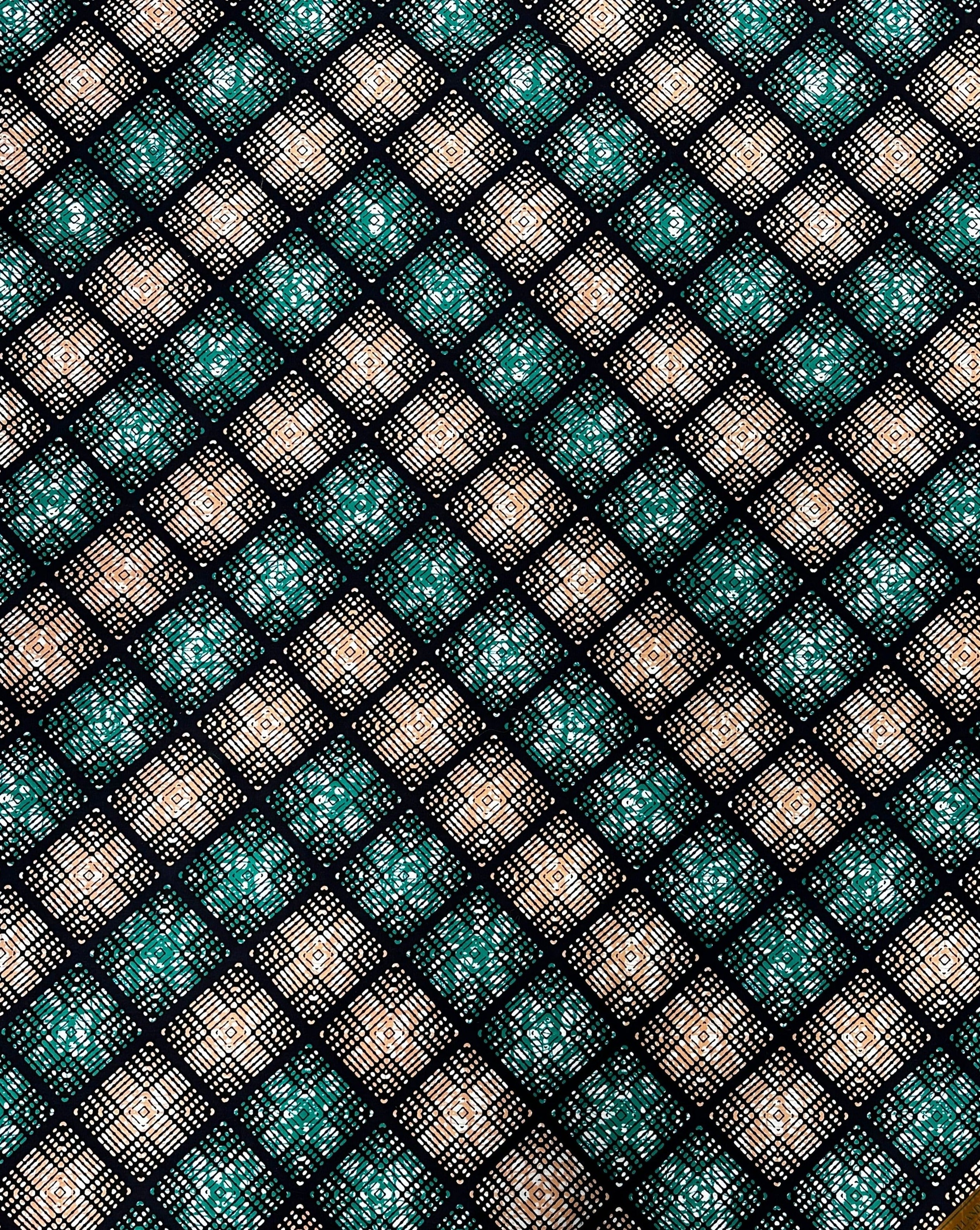 Starburst Grid: Exquisite African Print Fabric - 100% Cotton