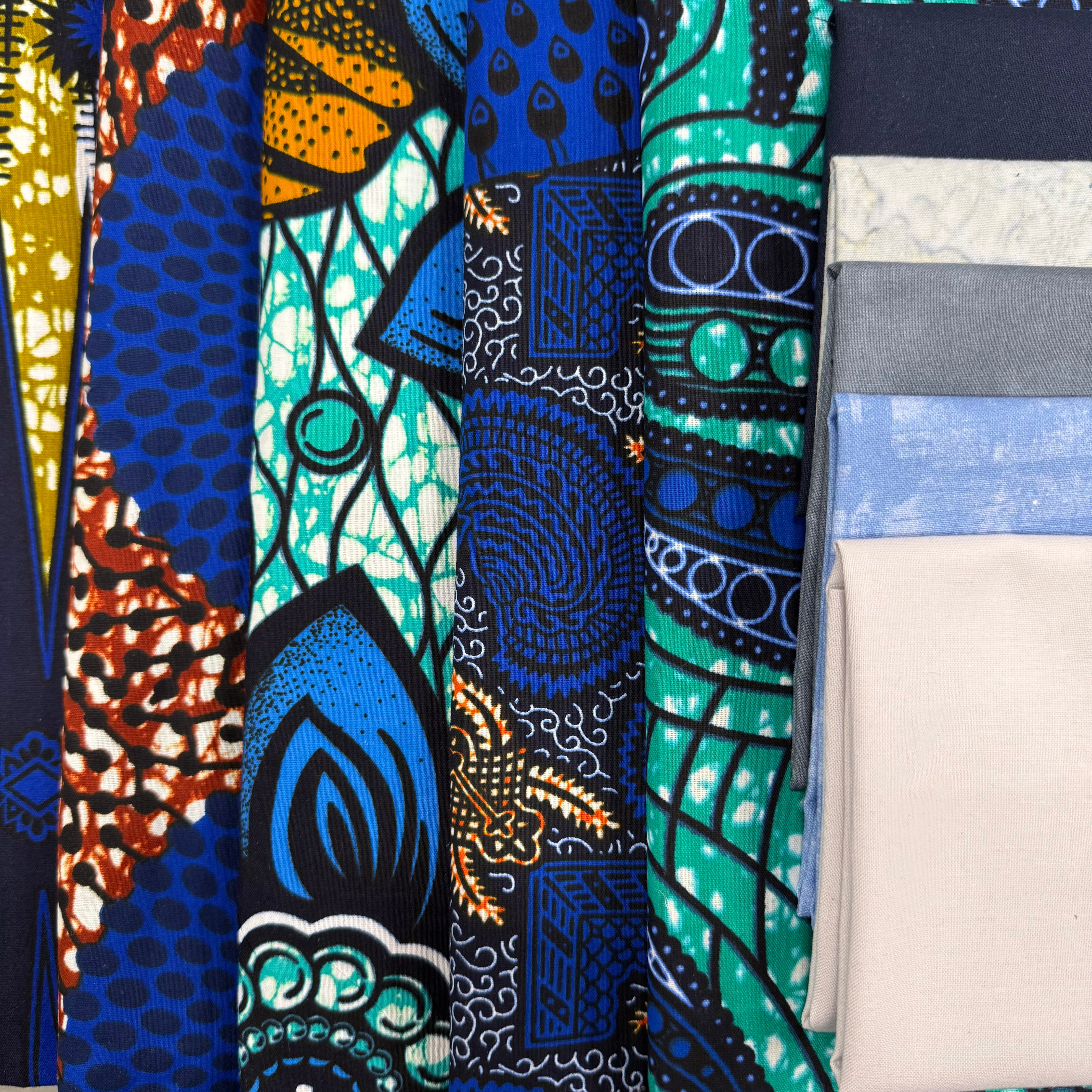 Stormy Blue African Print & Cotton Fat Quarter Bundles