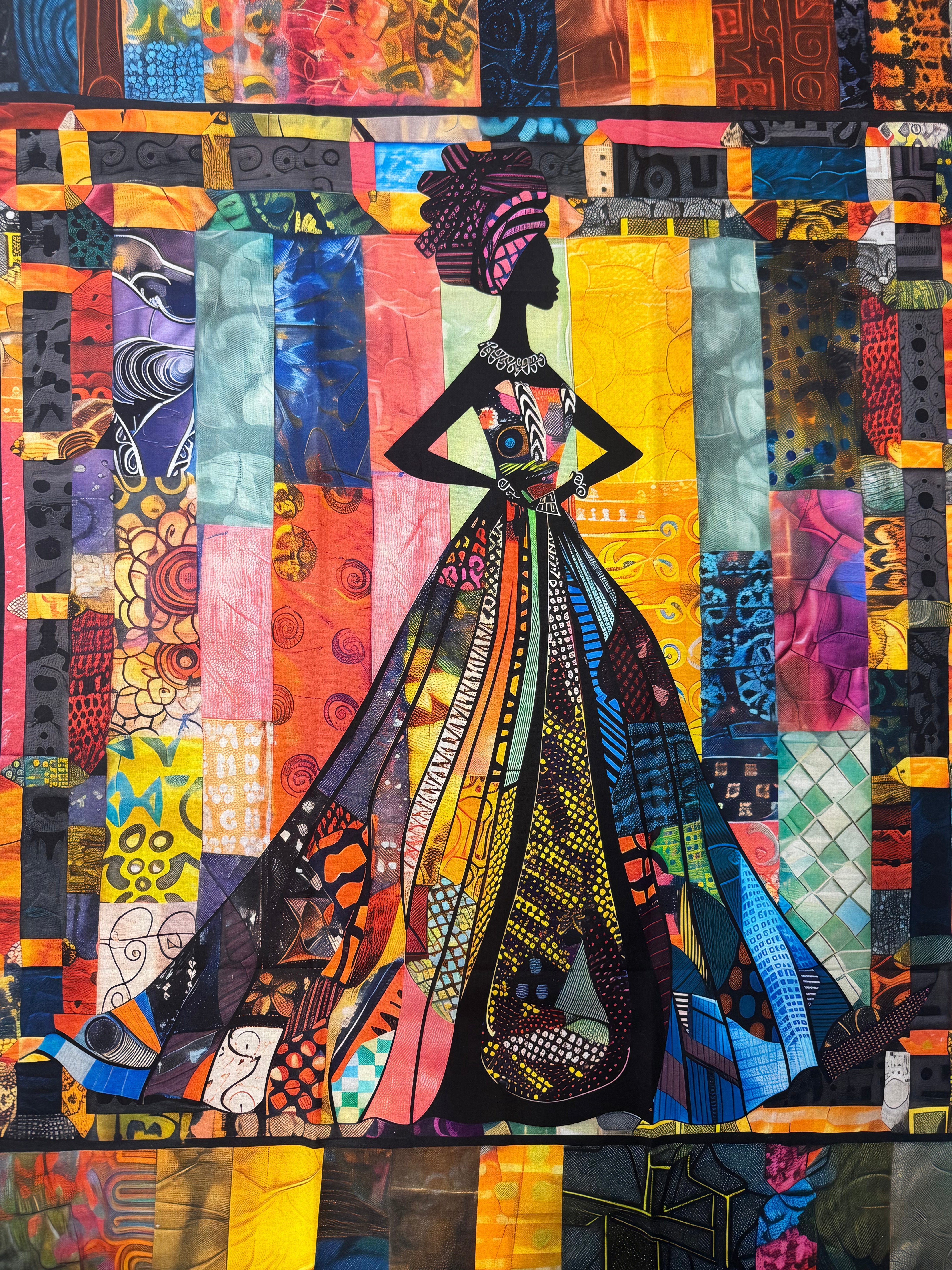 Queen Mother Wholecloth Quilt Panel – 33" x 45" Afrocentric Cotton Quilt Top | No Piecing Required