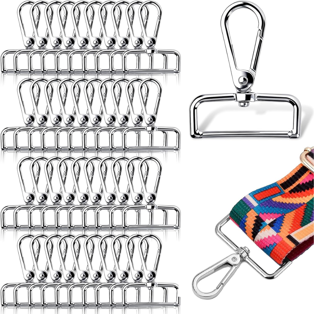 D Ring Swivel Lobster Claw Clasps,1-1/2 Inch Metal Swivel Clasp Hooks (2 Pieces)