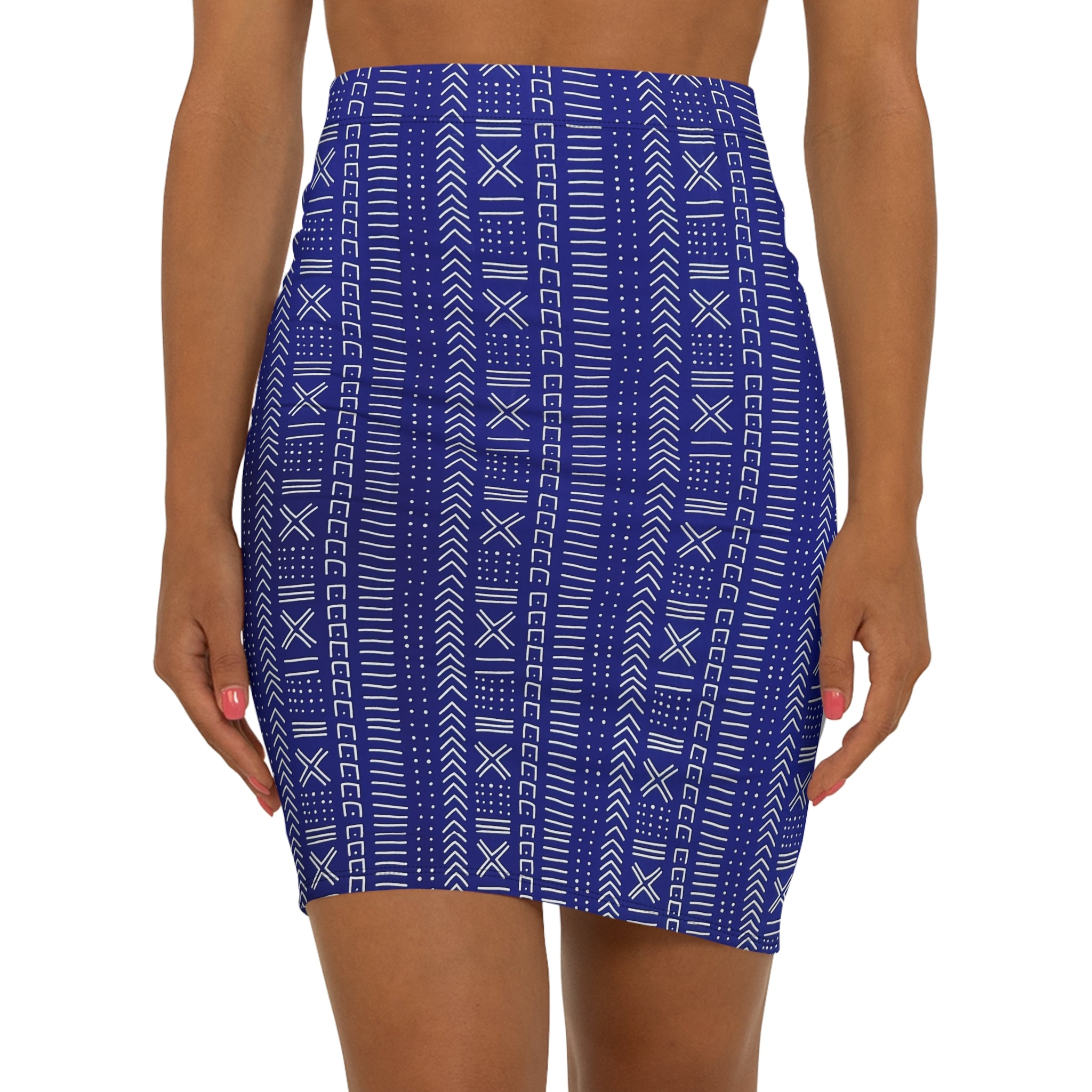 Sapphire Script Lines African Print Fabric