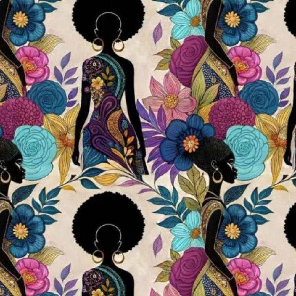 Afro Flower Girls Fabric