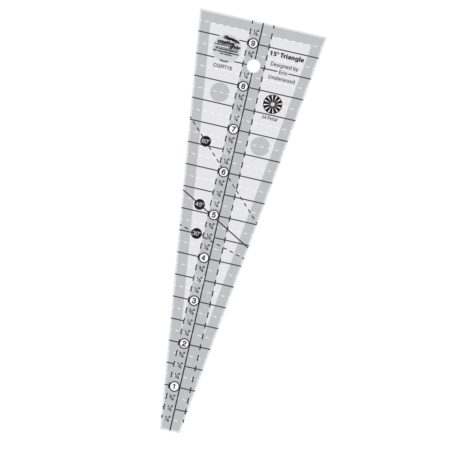 Creative Grids Quilt Ruler 15 Degree Triangle