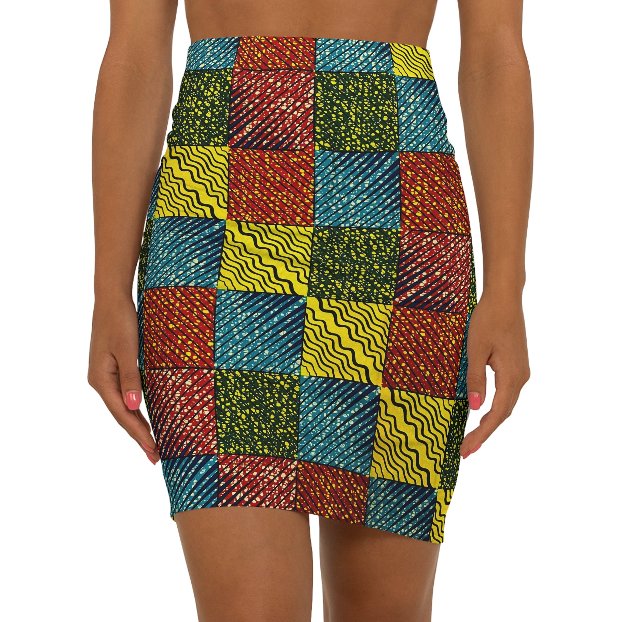Wavy Grids: Exquisite African Print Fabric - 100% Premium Cotton