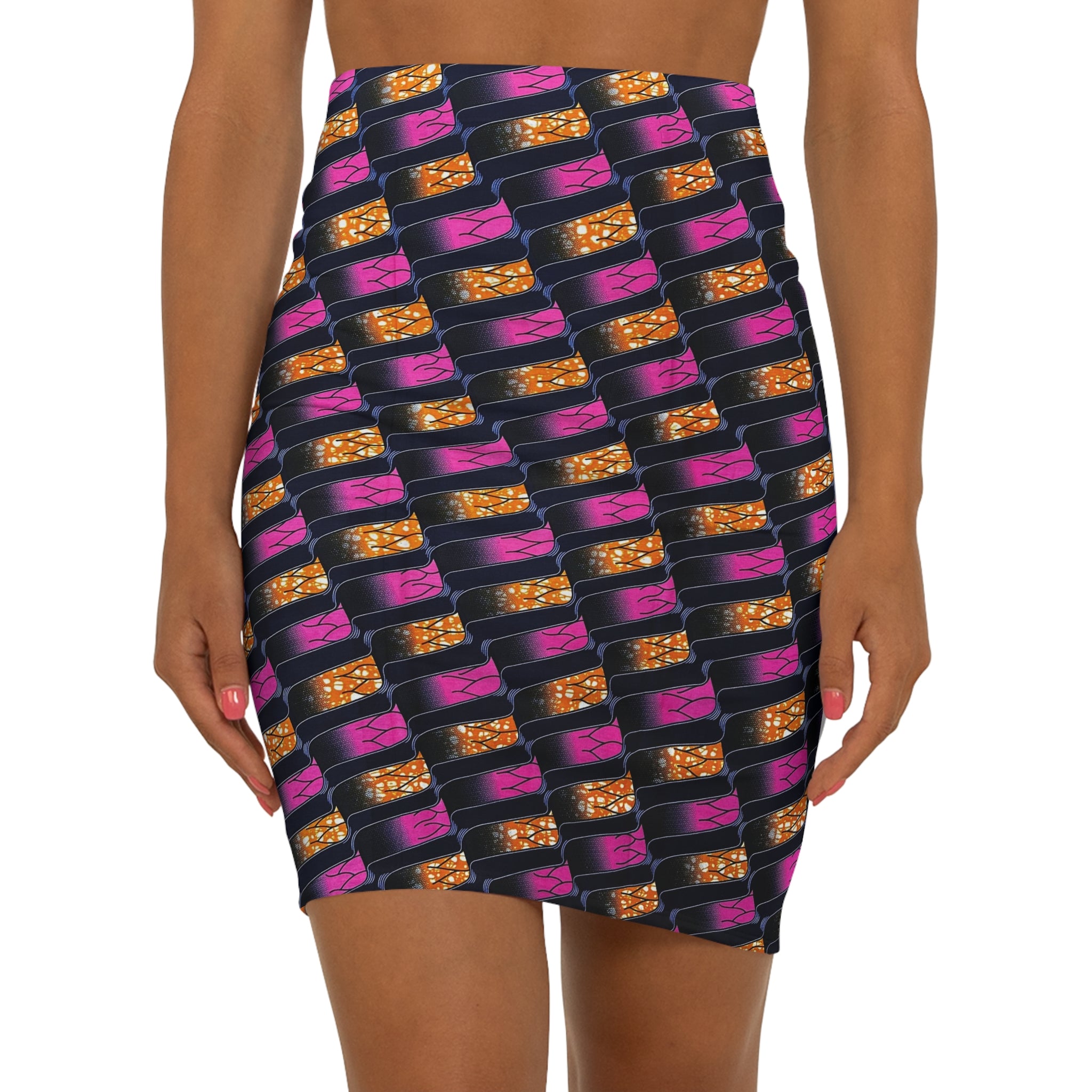 Neon Waves: Vibrant African Print Fabric - 100% Cotton for Bold Creations