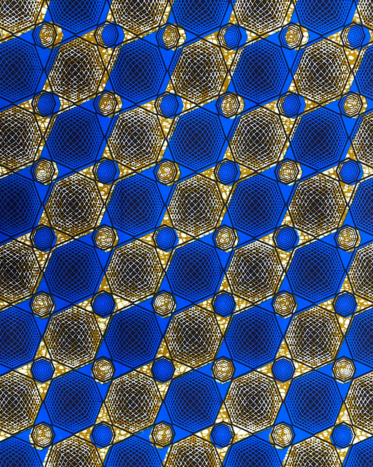 Blue Hex African Print Fabric
