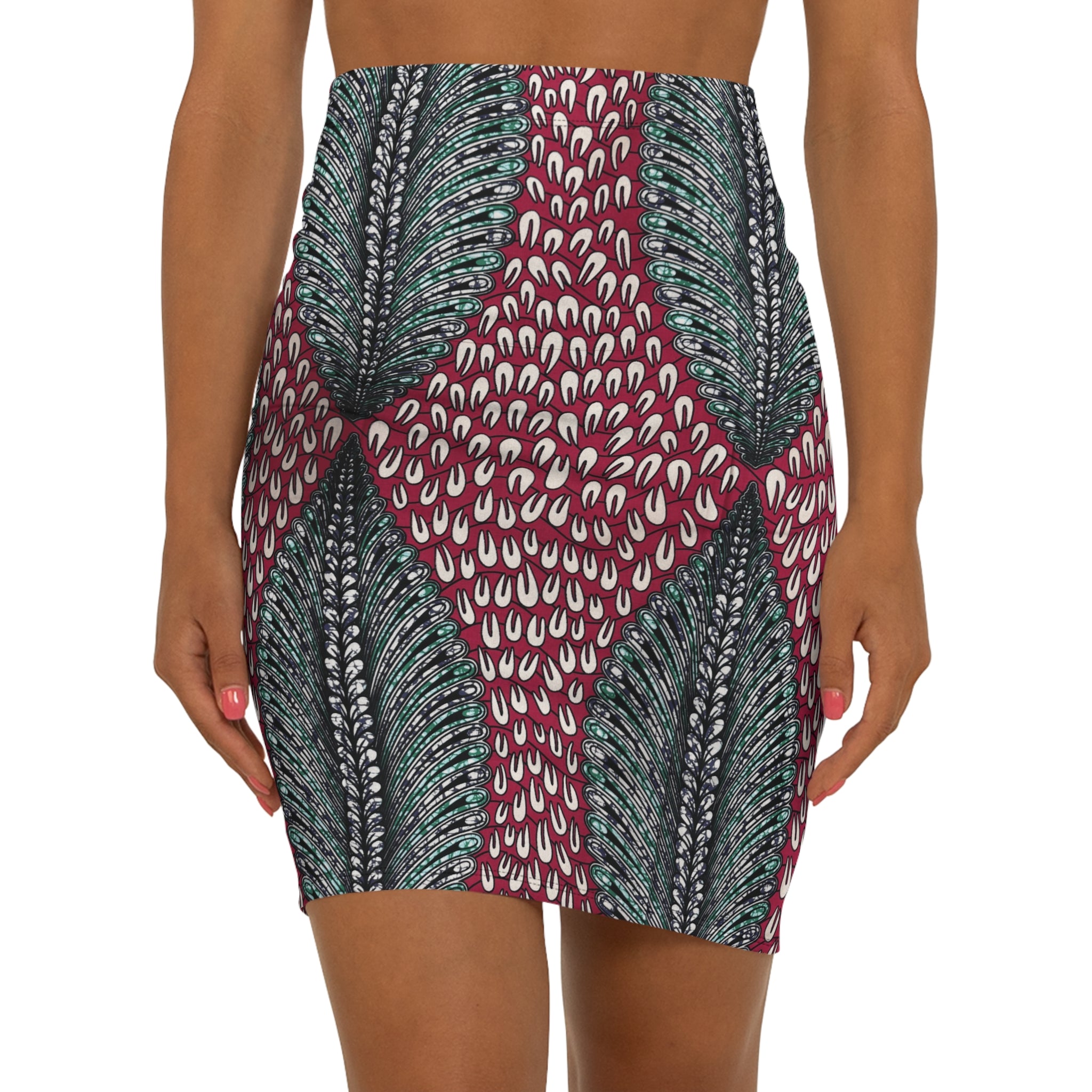 Turquoise Feathers African Print Fabric