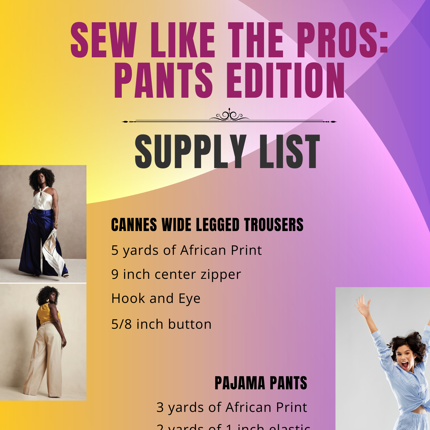 Sew Like the Pros Supply List