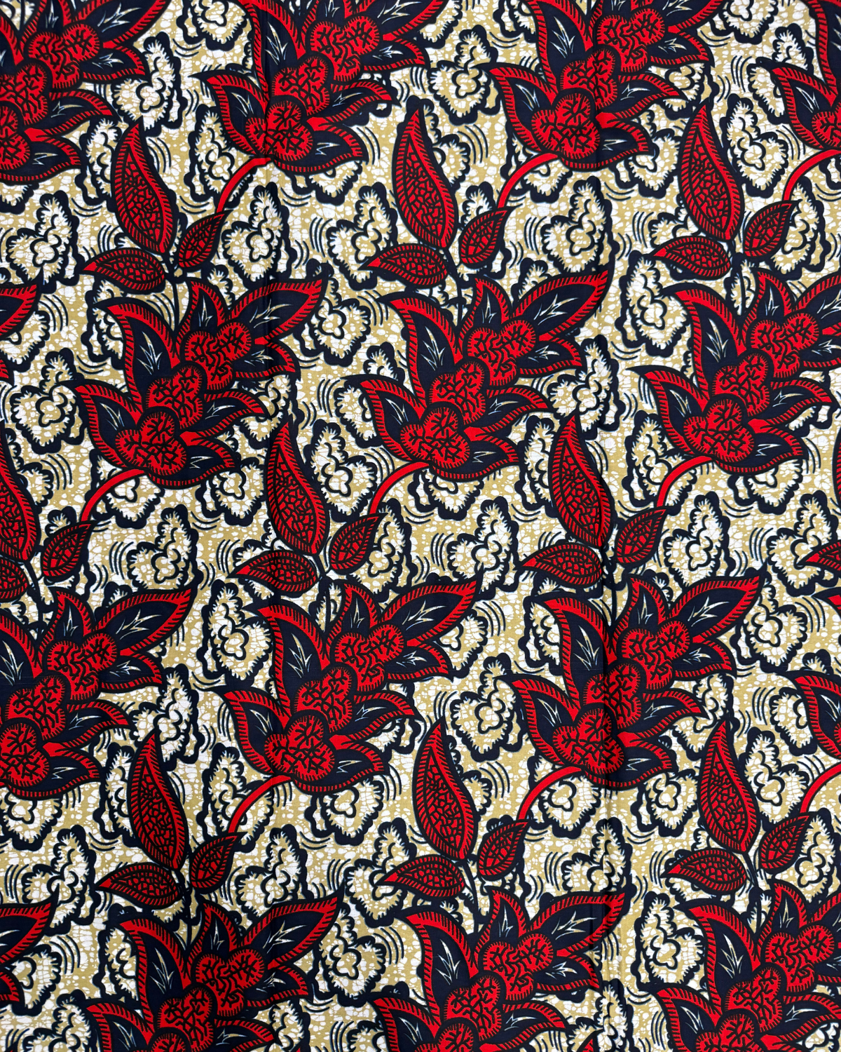 Crimson Bloom African Print Fabric