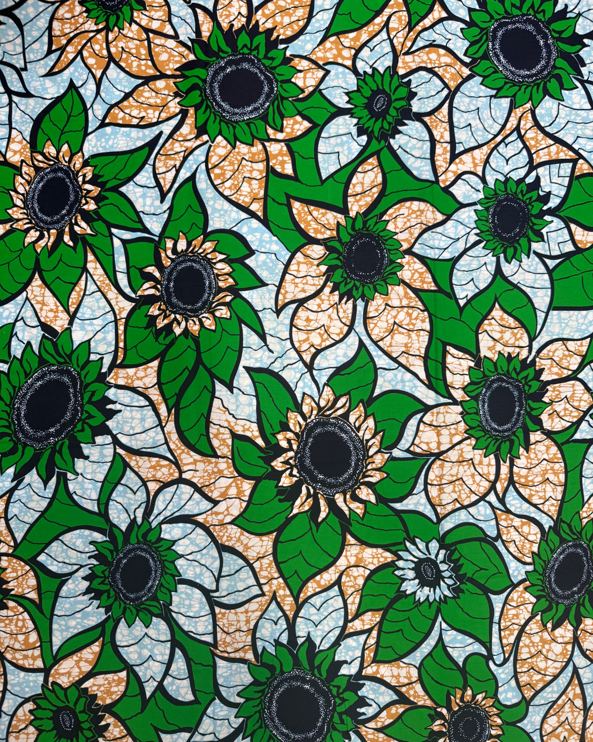 Emerald Sunflower African Print Fabric