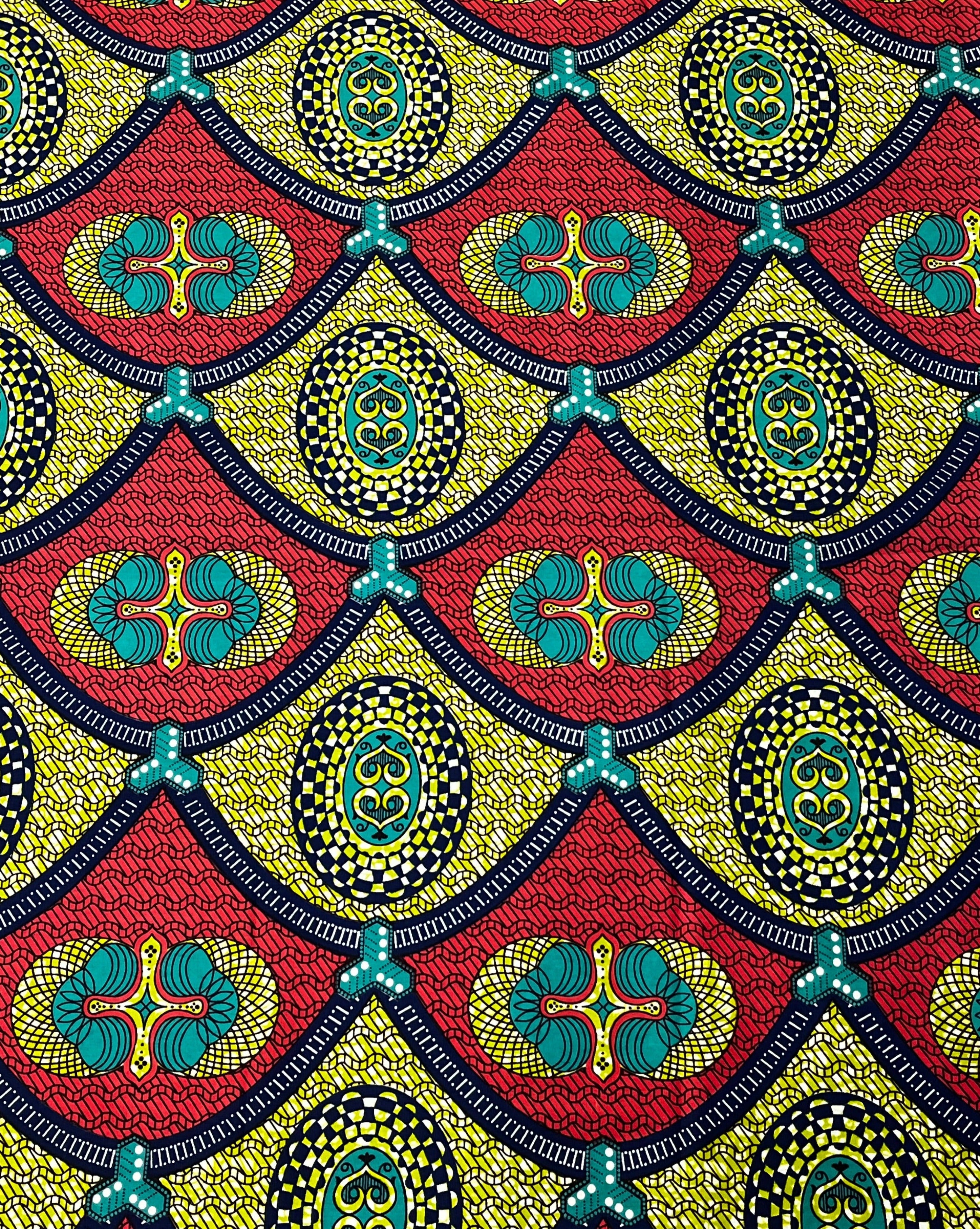 Tropical Arches African Print Fabric - 100% Cotton, 44" Wide, Exotic and Vibrant
