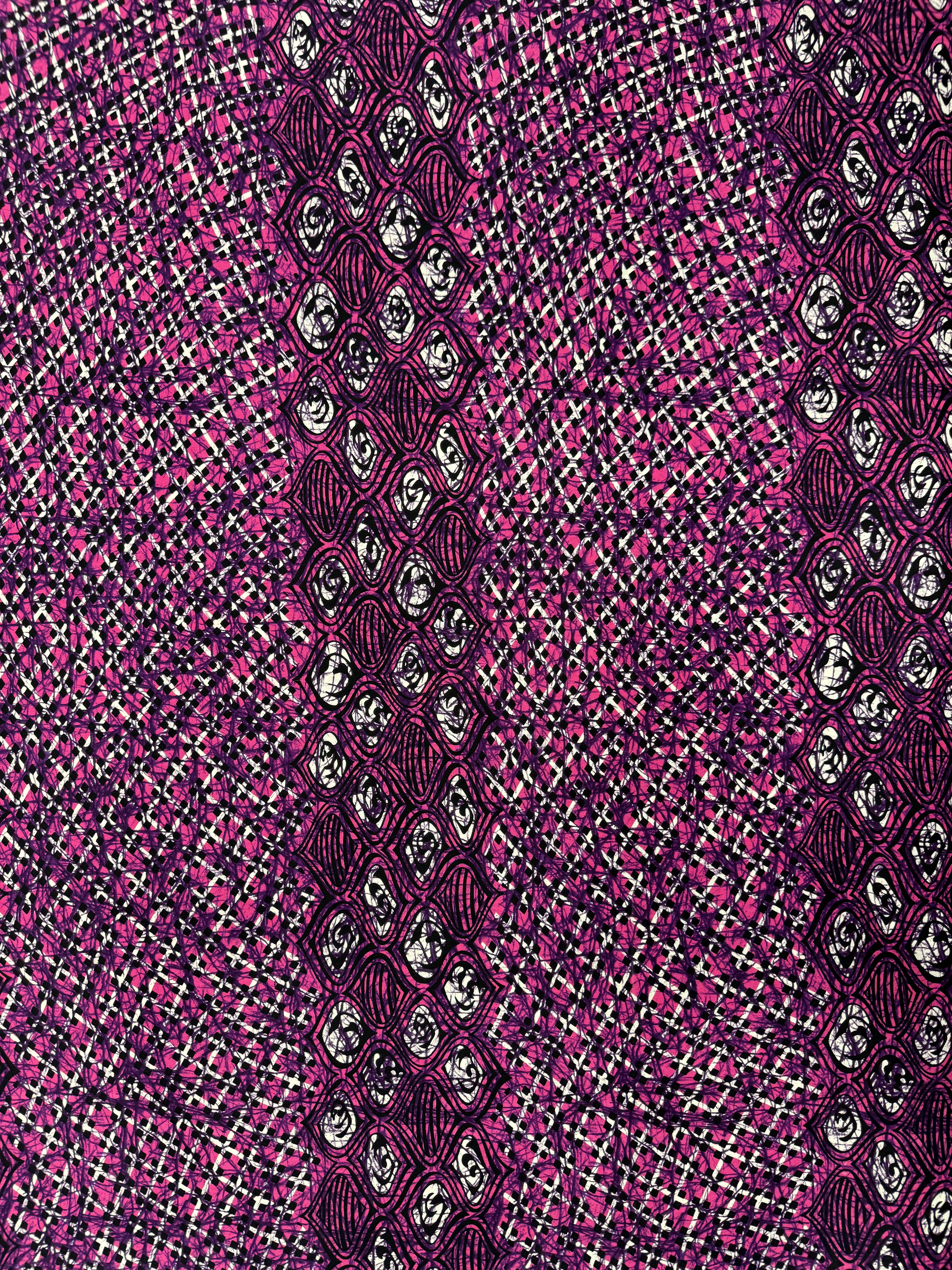 Vibrant Pink & Black African Print Fabric