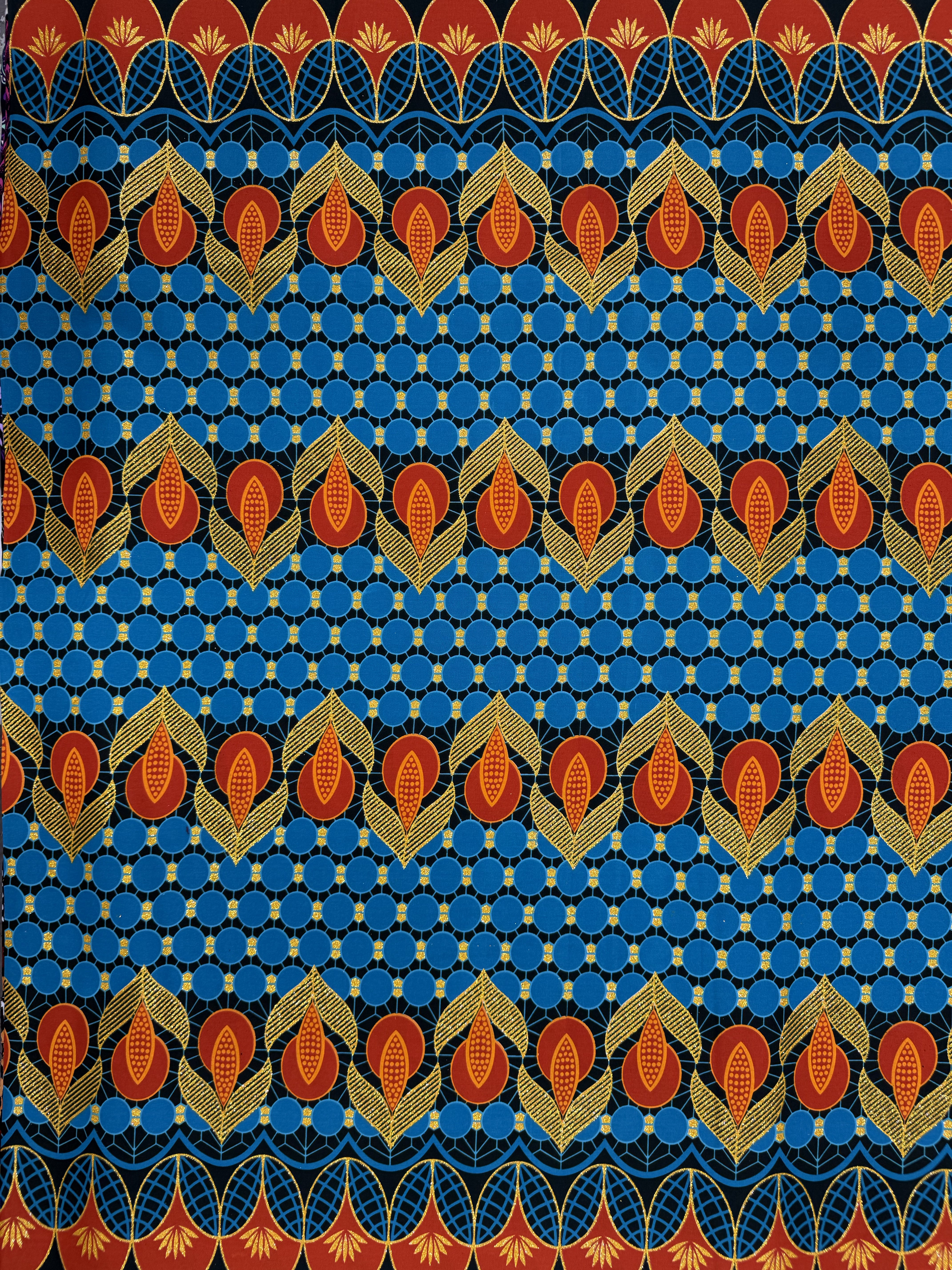 Blue and Gold African Print Fabric