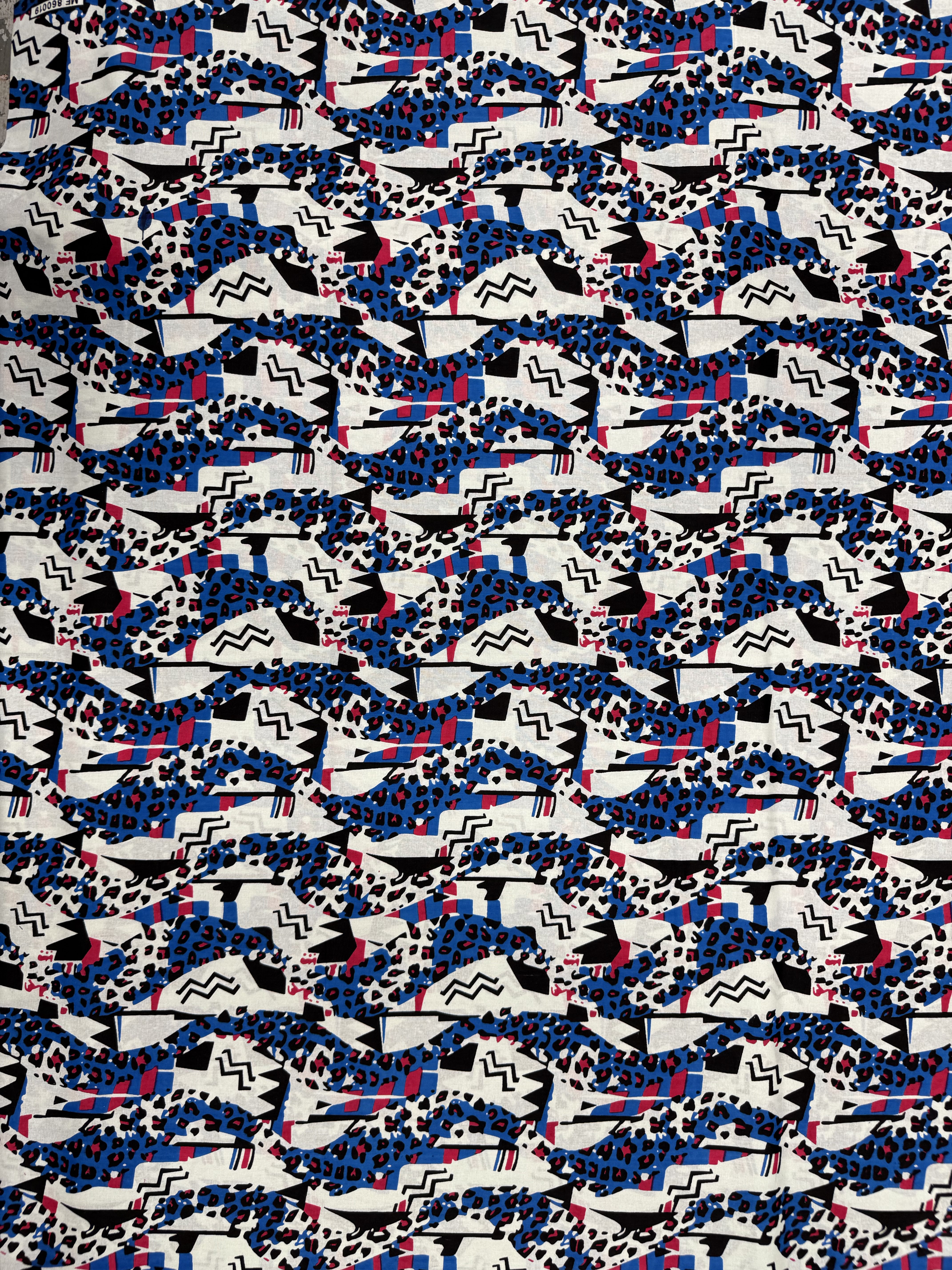 Blue and Pink Abstract African Print Fabric