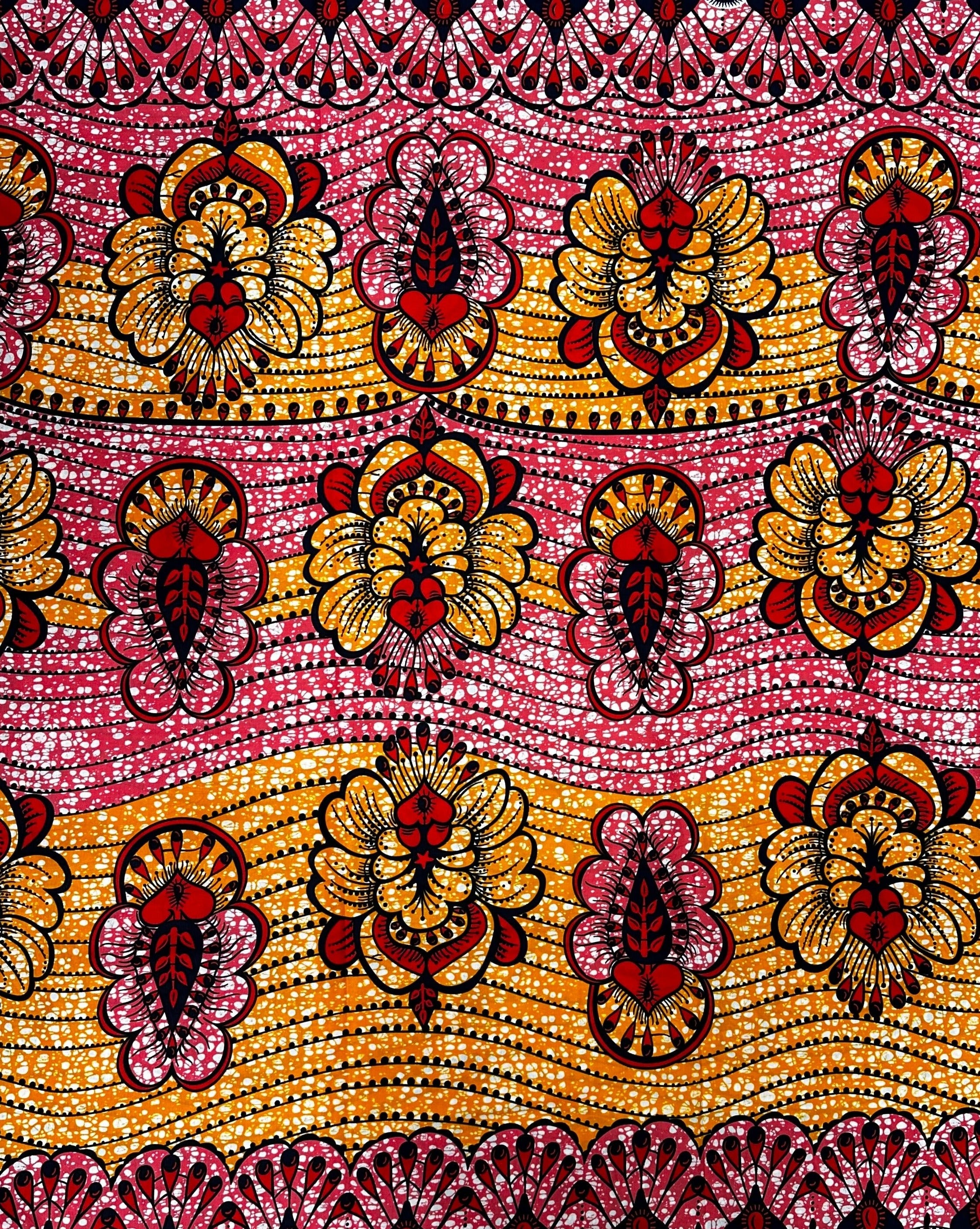 Spicy Love: Vibrant African Print Fabric - 100% Premium Cotton
