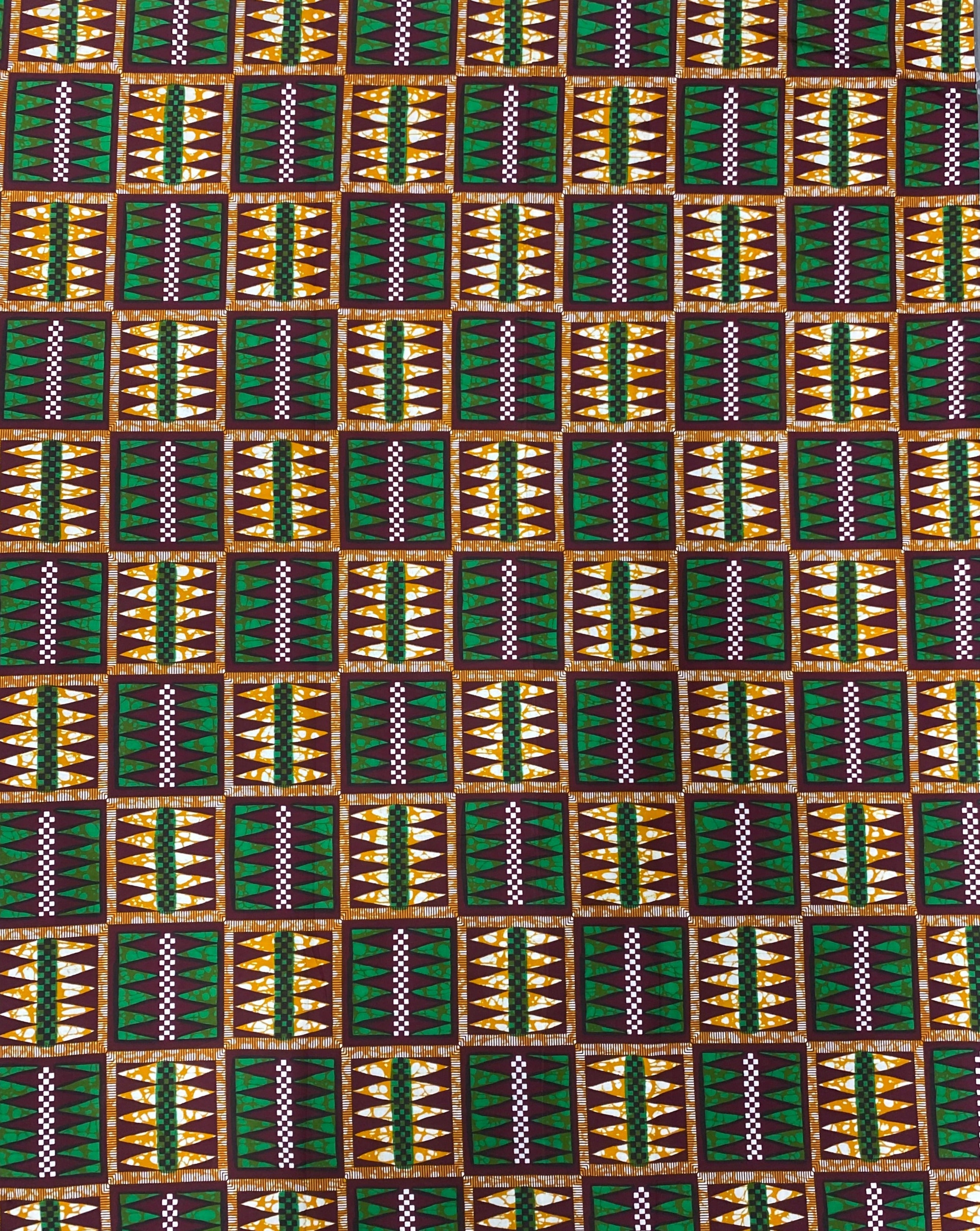 Tribal Checkers African Print Fabric - 100% Cotton, 44" Wide, Cultural Fusion