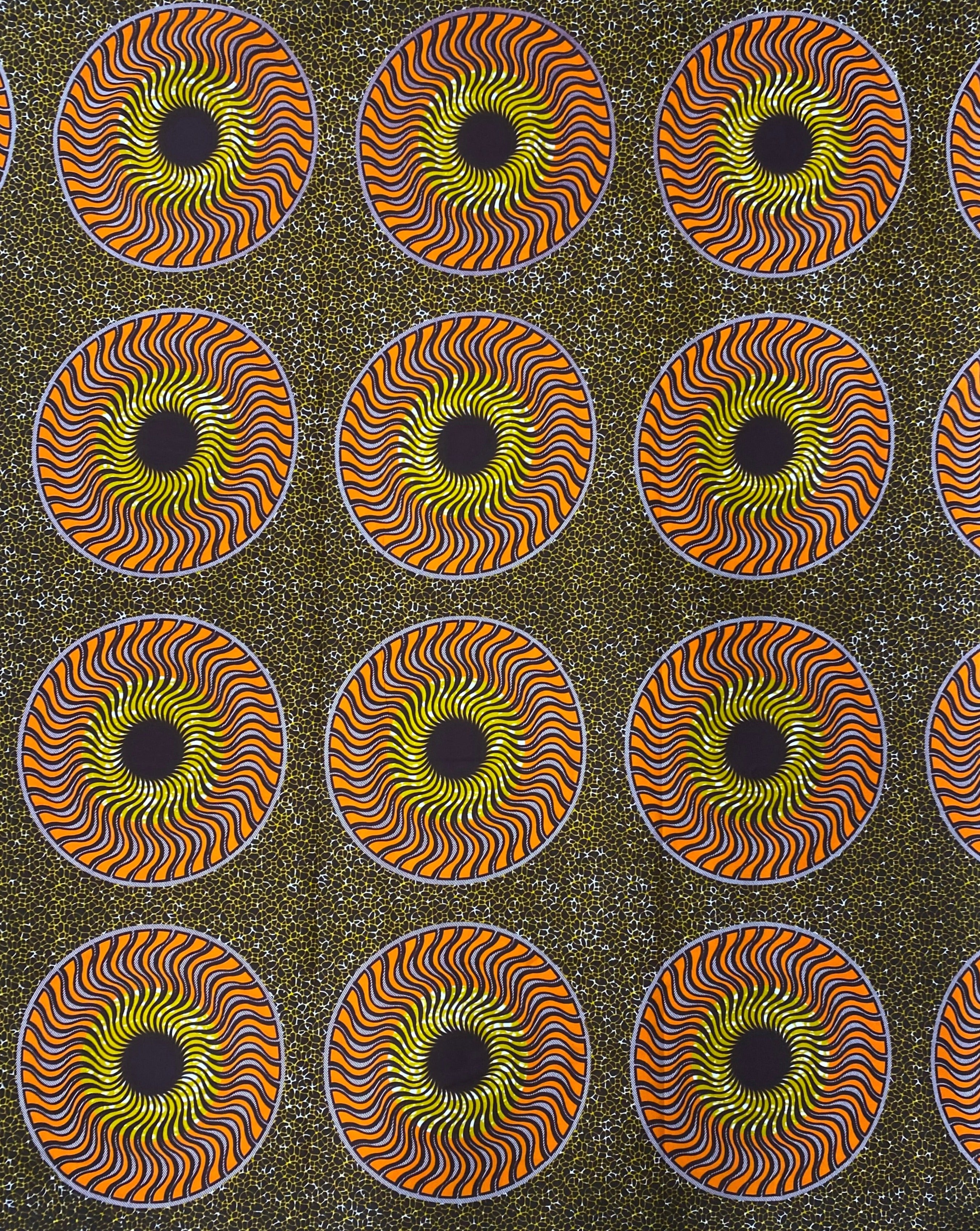Earth's Rotation African Print Fabric - 100% Cotton, 44" Wide, Global Elegance