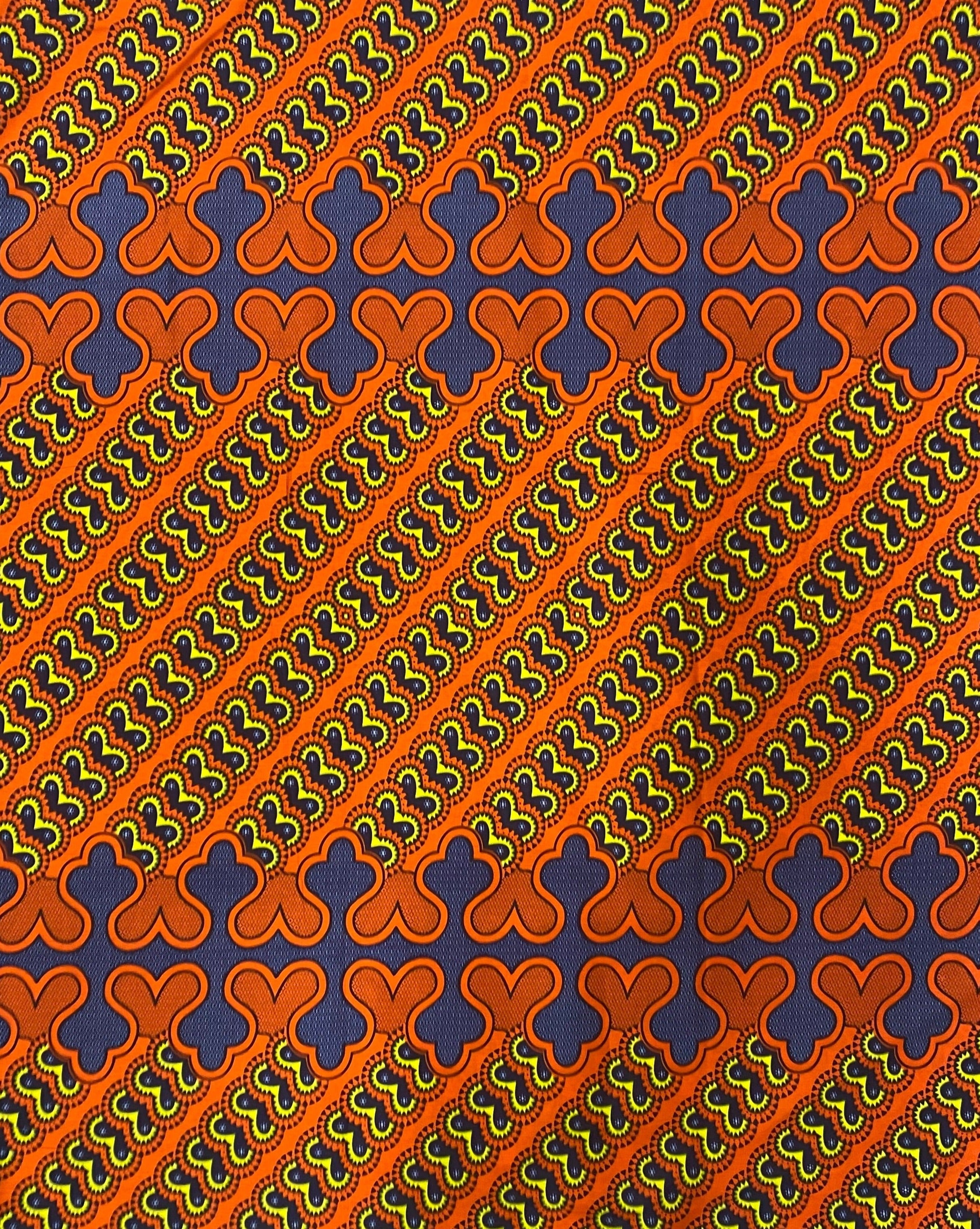 Mandarin Royal African Print Fabric - 100% Cotton, 44" Wide, Majestic Opulence