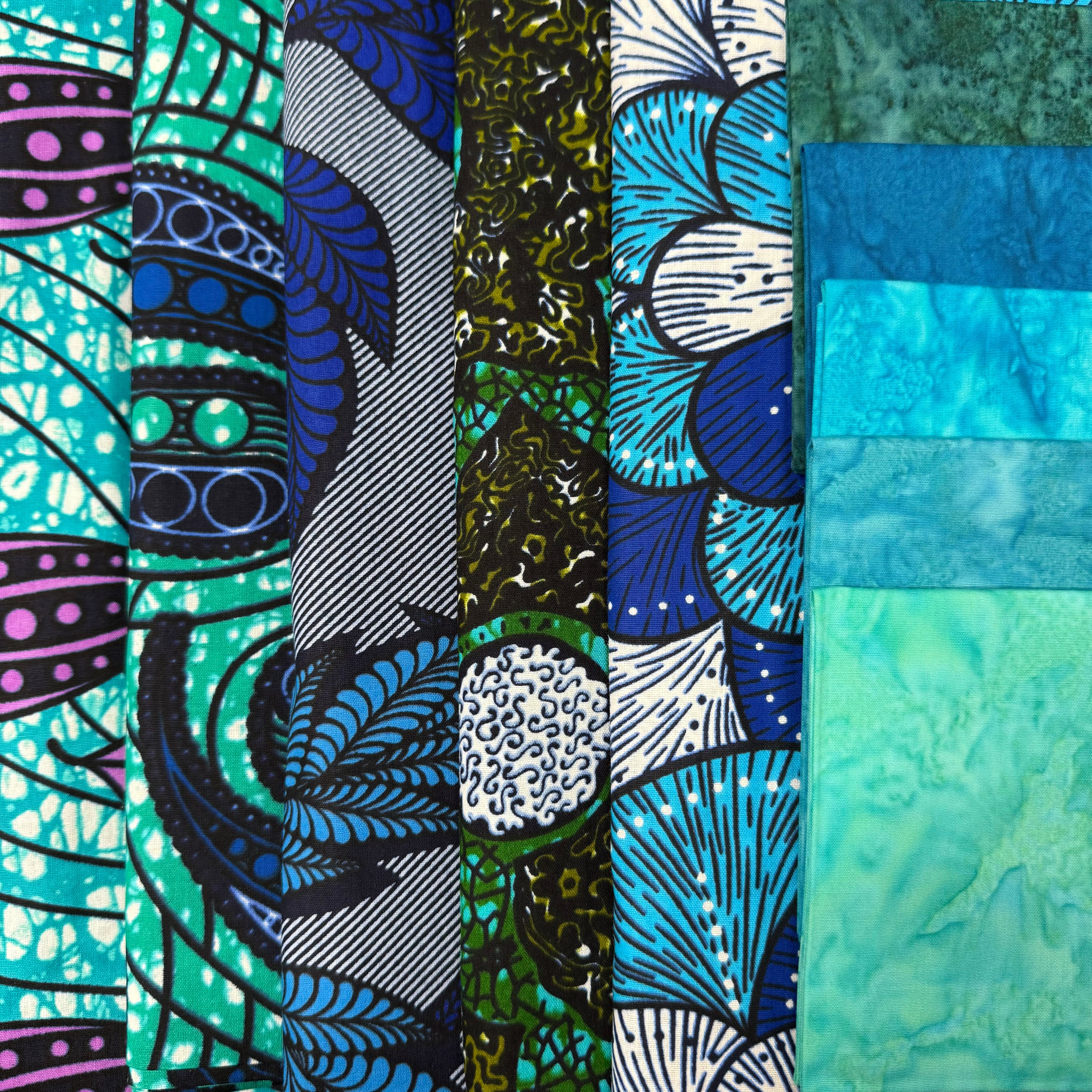 Ocean Blue African Print & Batik Fat Quarter Bundles