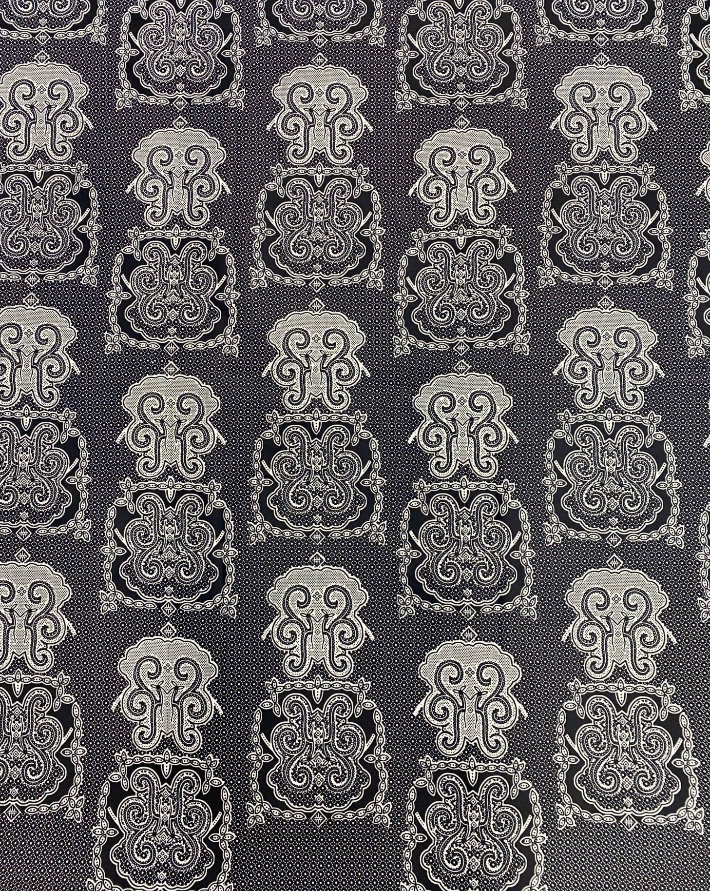 Grey Crest Elegance: Chic & Timeless 100% Cotton African Fabric, 44" Wide