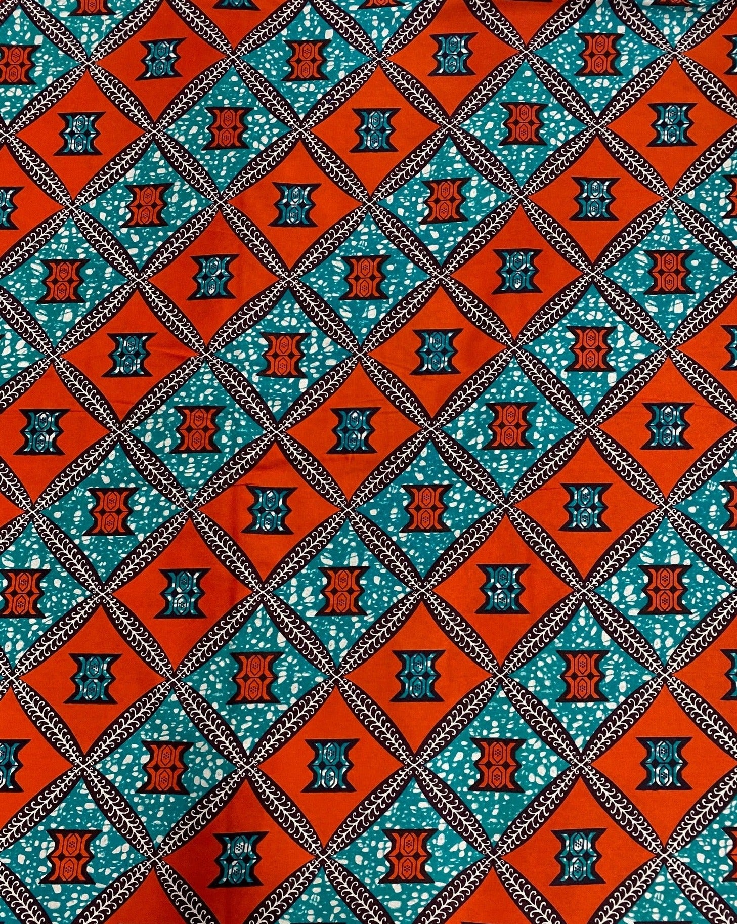 Teal and Tango Cotton Fabric - Vibrant Hues, 100% Cotton, 44" Wide