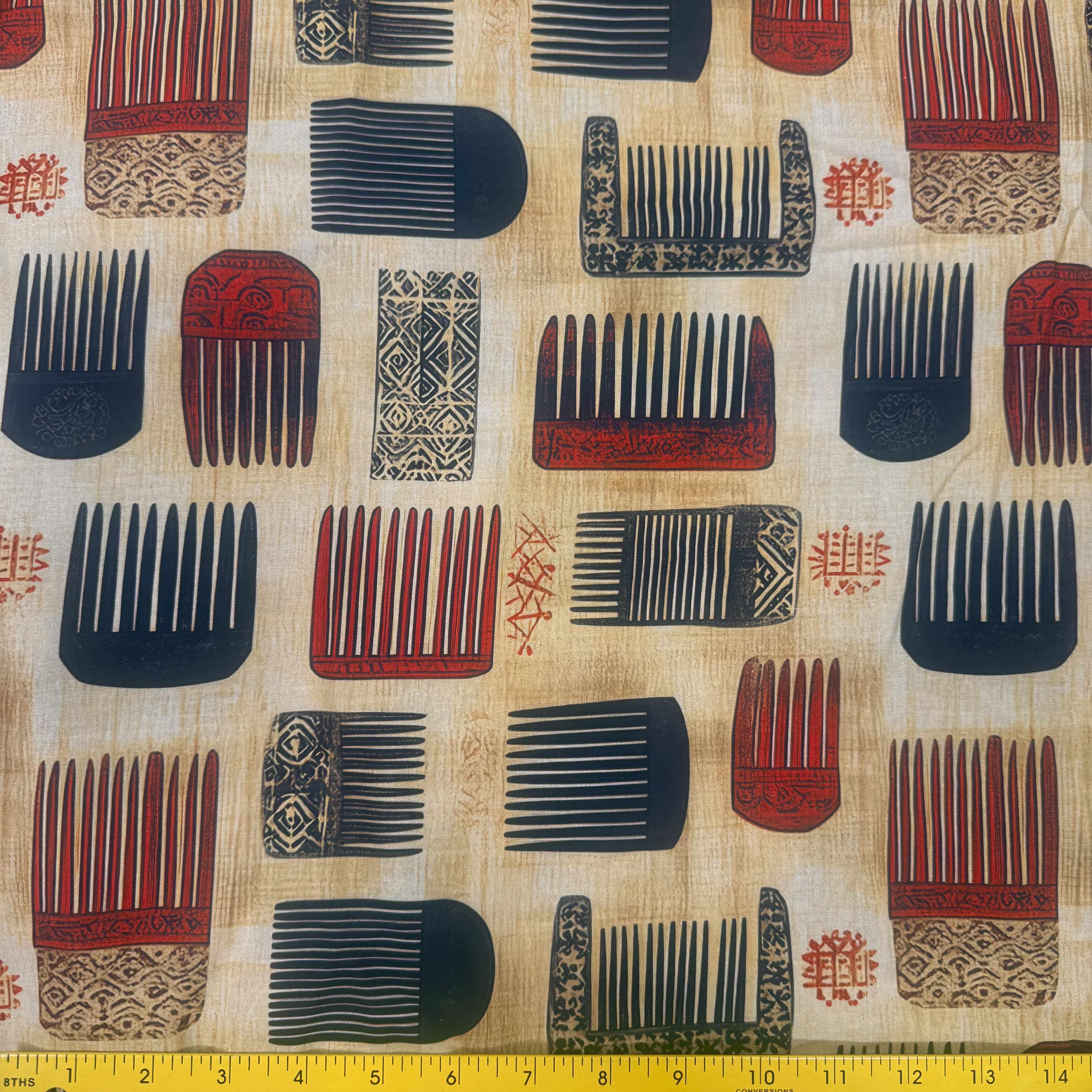 African Heritage Hair Comb Fabric – 100% Cotton | Sold by the Yard | 45" Wide
