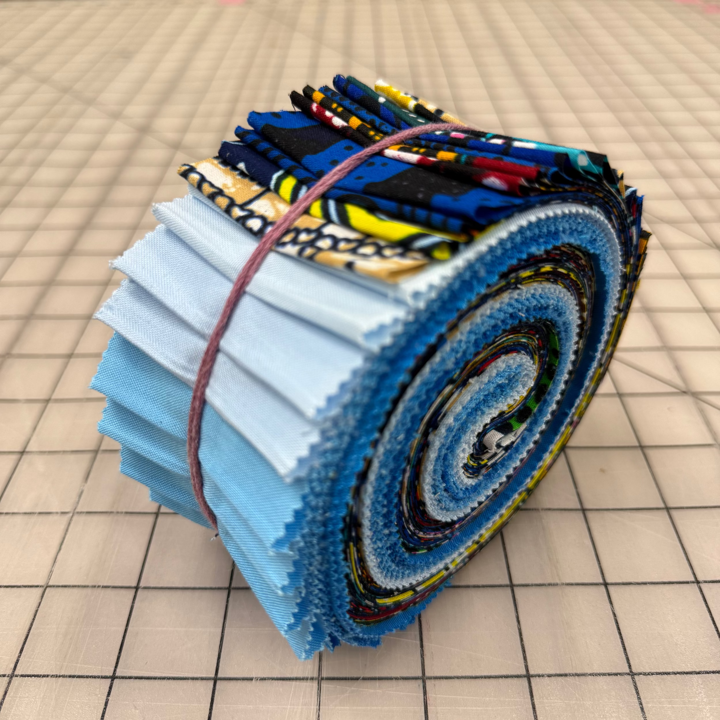 Many Shades of Blue African Print & Kona Cotton Jelly Roll