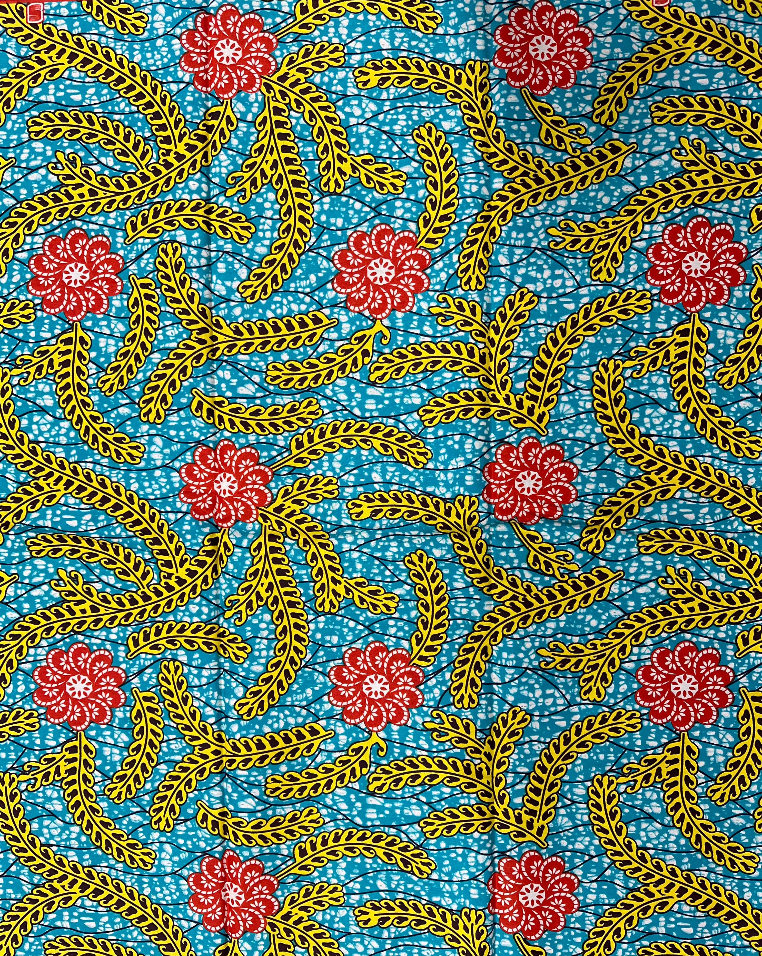 Turquoise Wonder African Print Fabric - 100% Cotton, 44" Wide, Mesmerizingly Beautiful