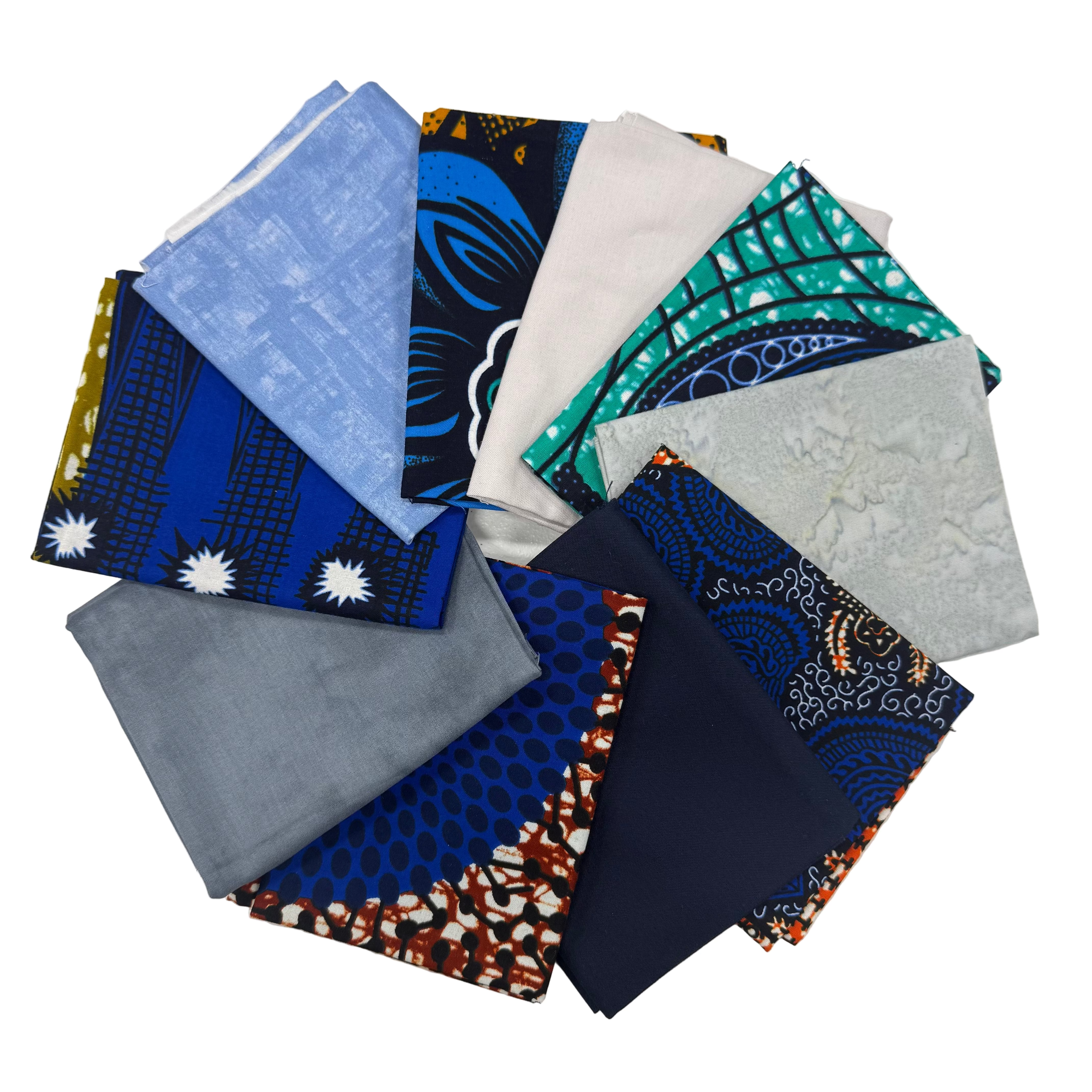 Stormy Blue African Print & Cotton Fat Quarter Bundles