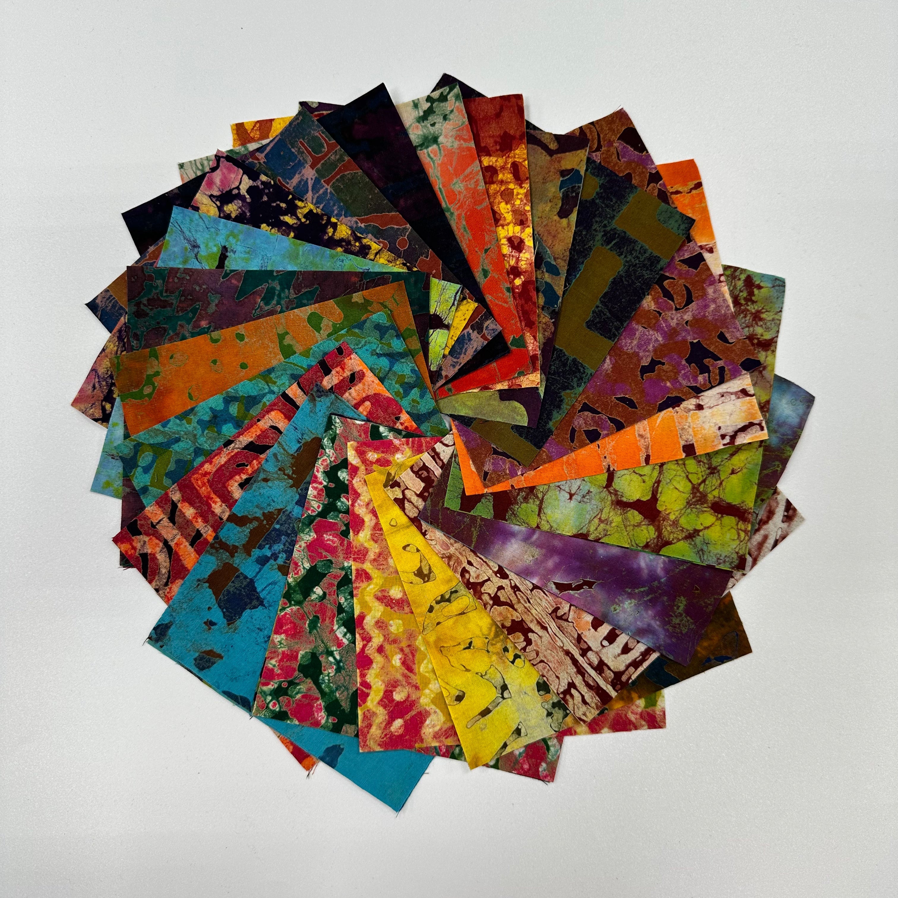 Ghana Batik Charm Pack - 42pcs Precut 5x5" Ghana Batik Fabric Squares for Quilting