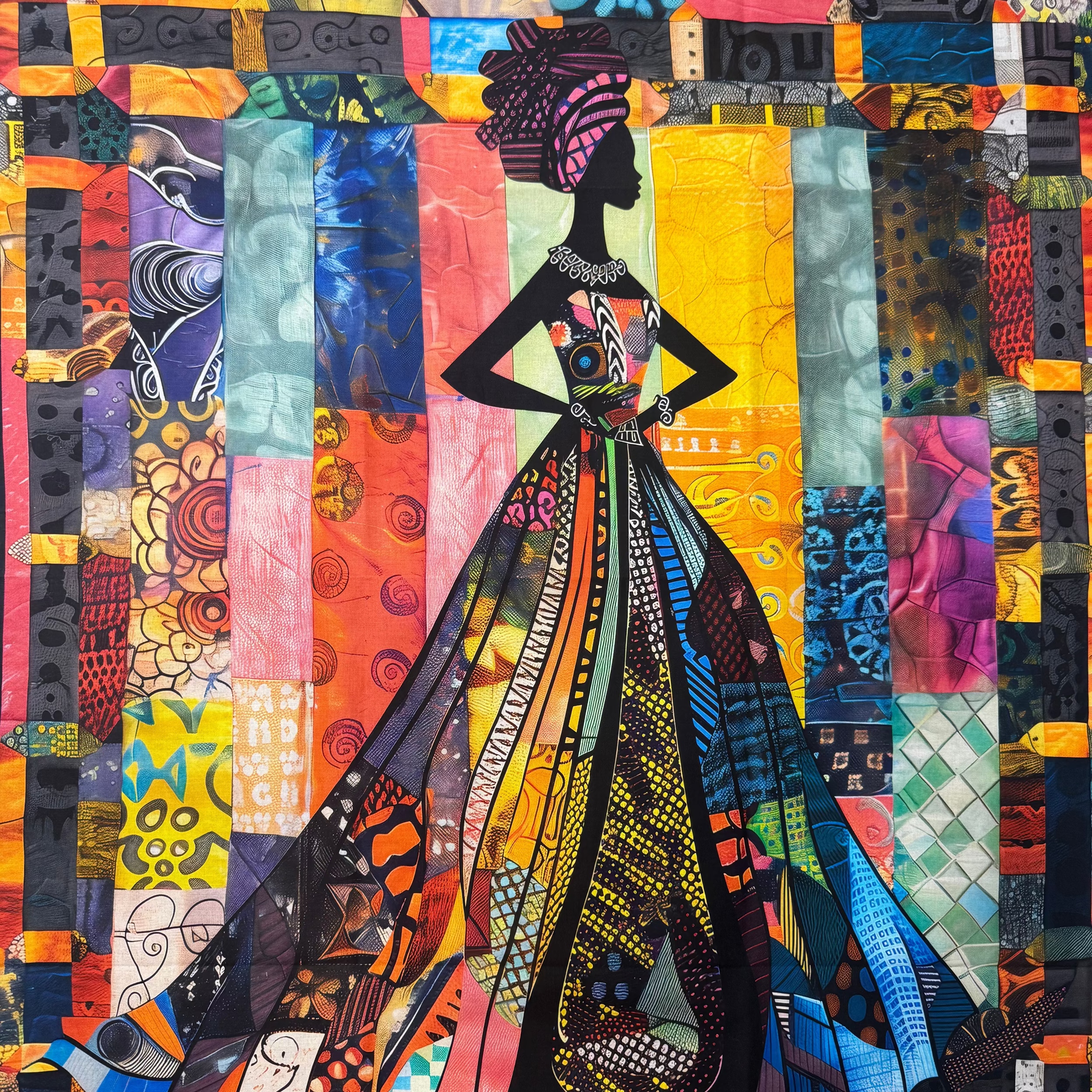 Queen Mother Wholecloth Quilt Panel – 33" x 45" Afrocentric Cotton Quilt Top | No Piecing Required