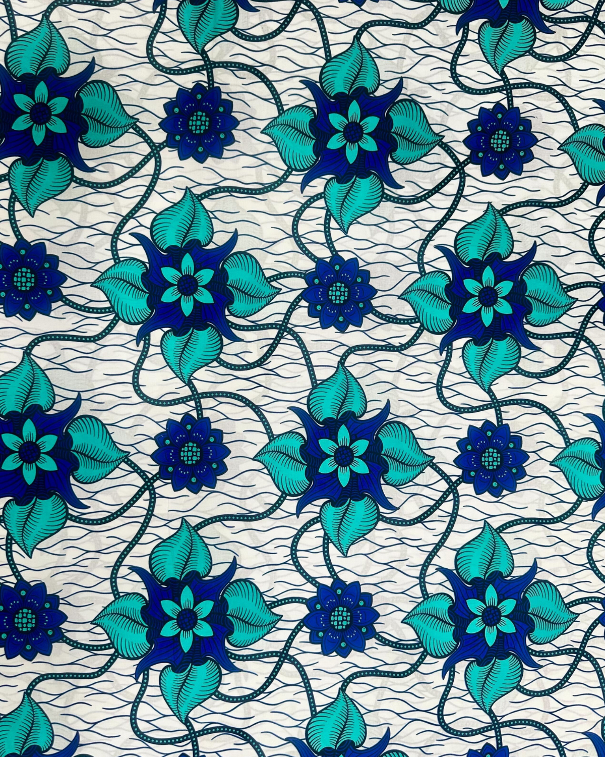 Azure Bloom African Print Fabric