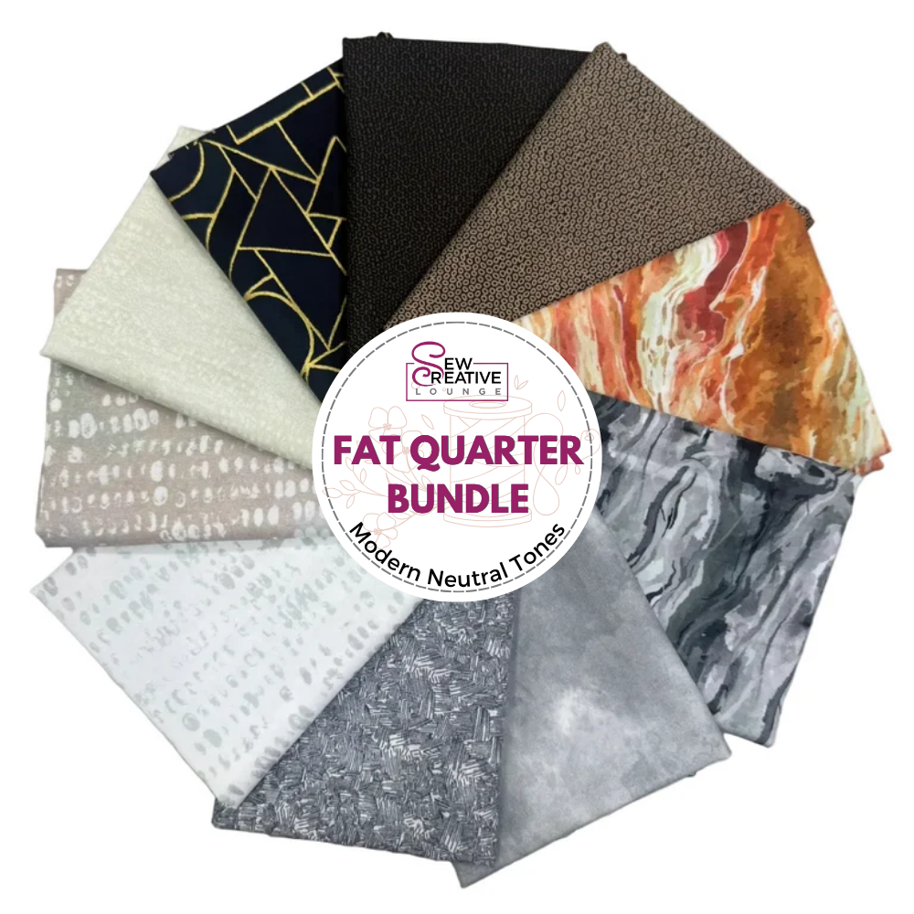 Modern Neutral Fat Quarter Bundle – 10 Piece Quilting Fabric Pack for Sewing, Patchwork & DIY Crafts