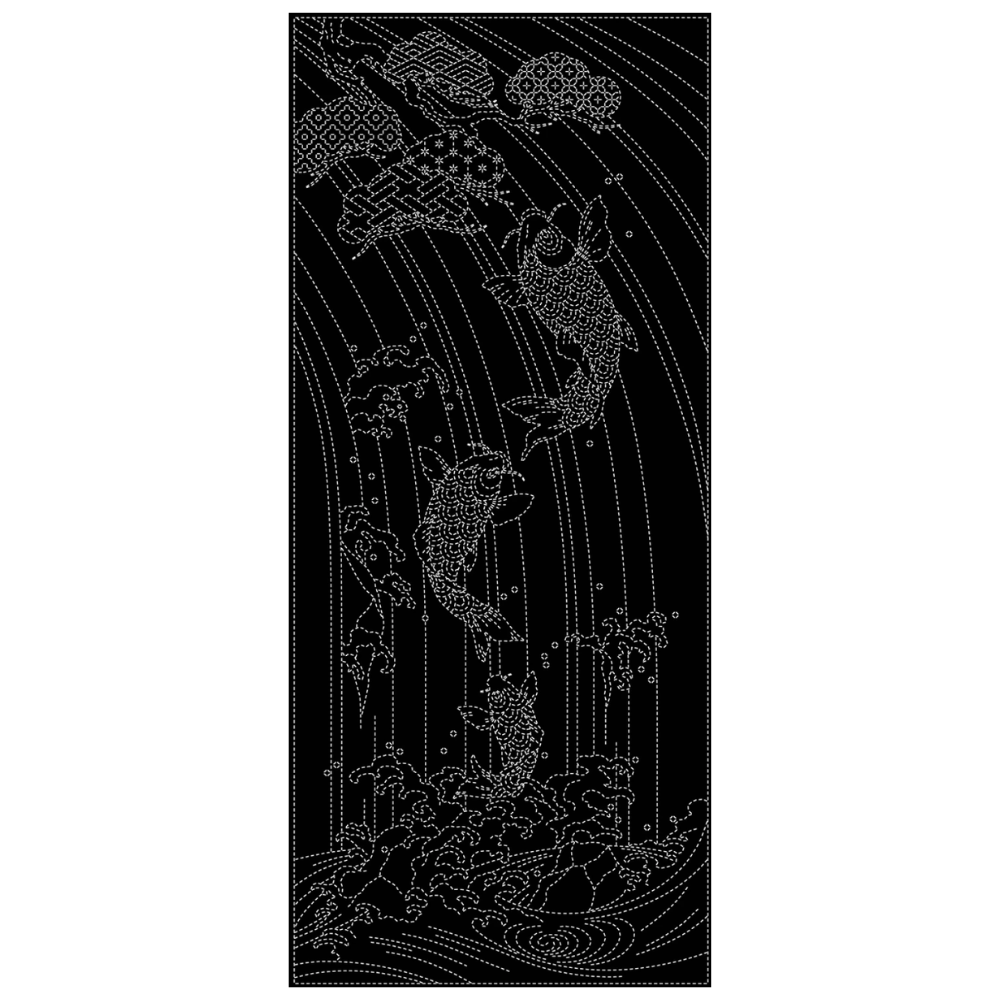 Wagara Sashiko Panel Splashing Spirits Black