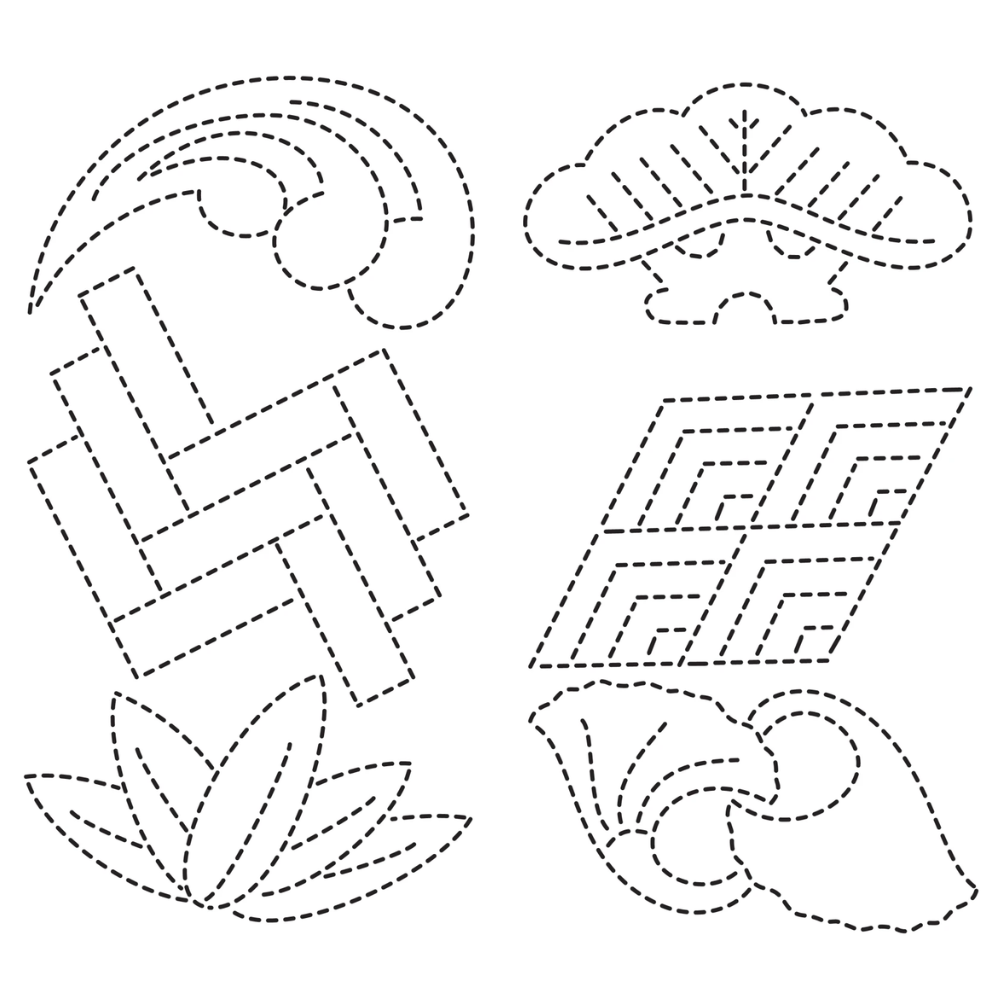 Sashiko Stencils 2 Crests Borders Classic Motifs