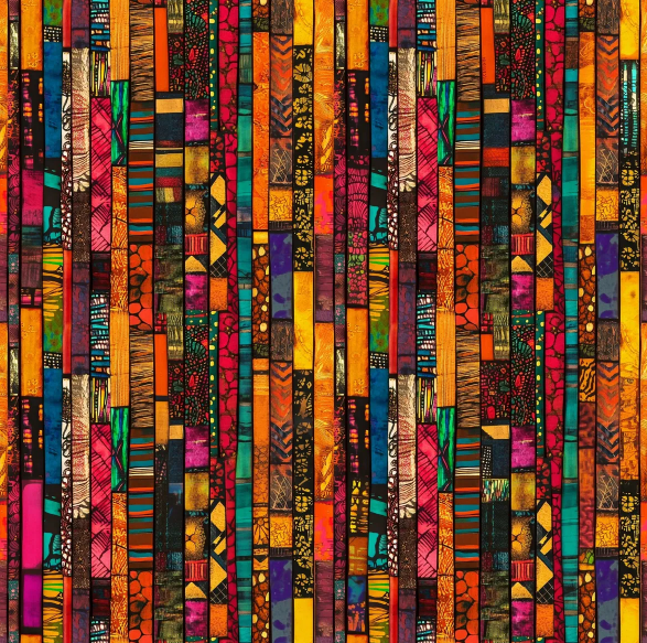 Vivid African-Inspired Patchwork Fabric