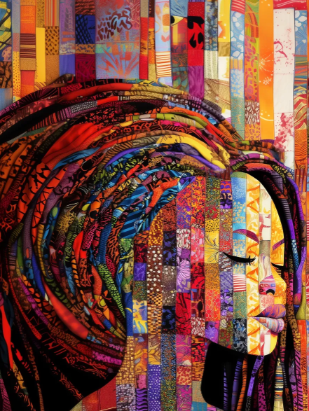 Dreadlock Queen – Patchwork Majesty Fabric Panel