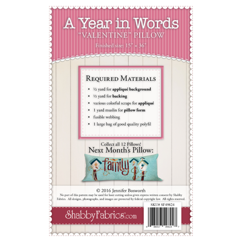 A Year In Words - Valentine Pillow - February