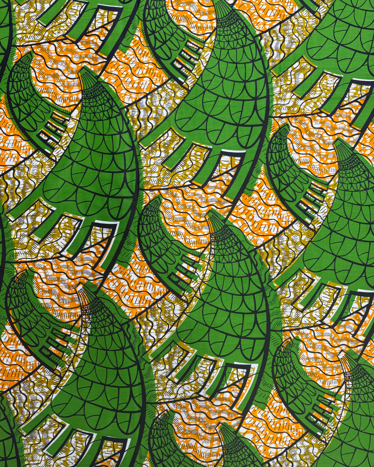 Verdant Waves African Print Fabric