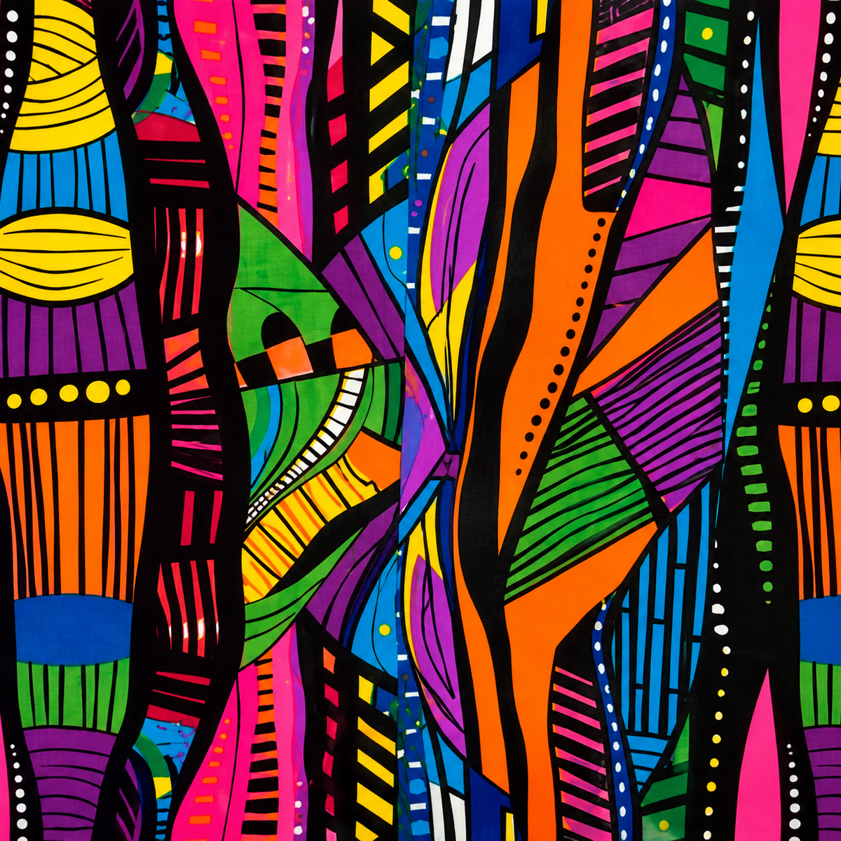 Bold Multicolor Abstract African Cotton Fabric