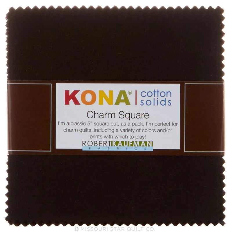 Black Kona Charm Squares- 42 Pack
