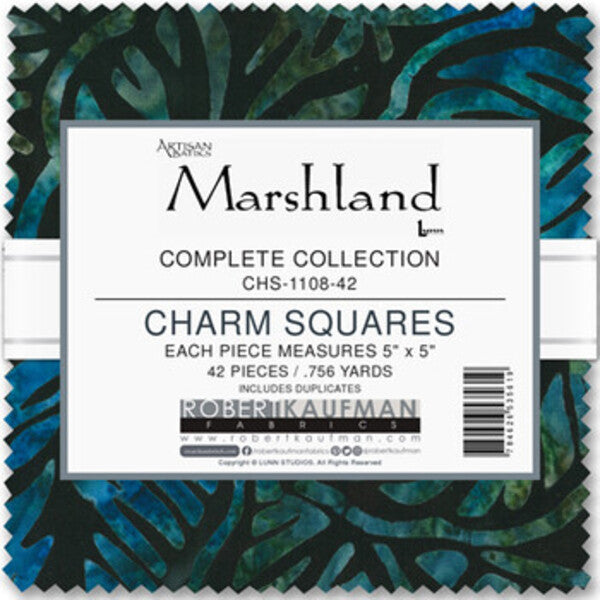 Marshland Serenity: 42-Pack of 5x5 Inch Batik Charm Squares